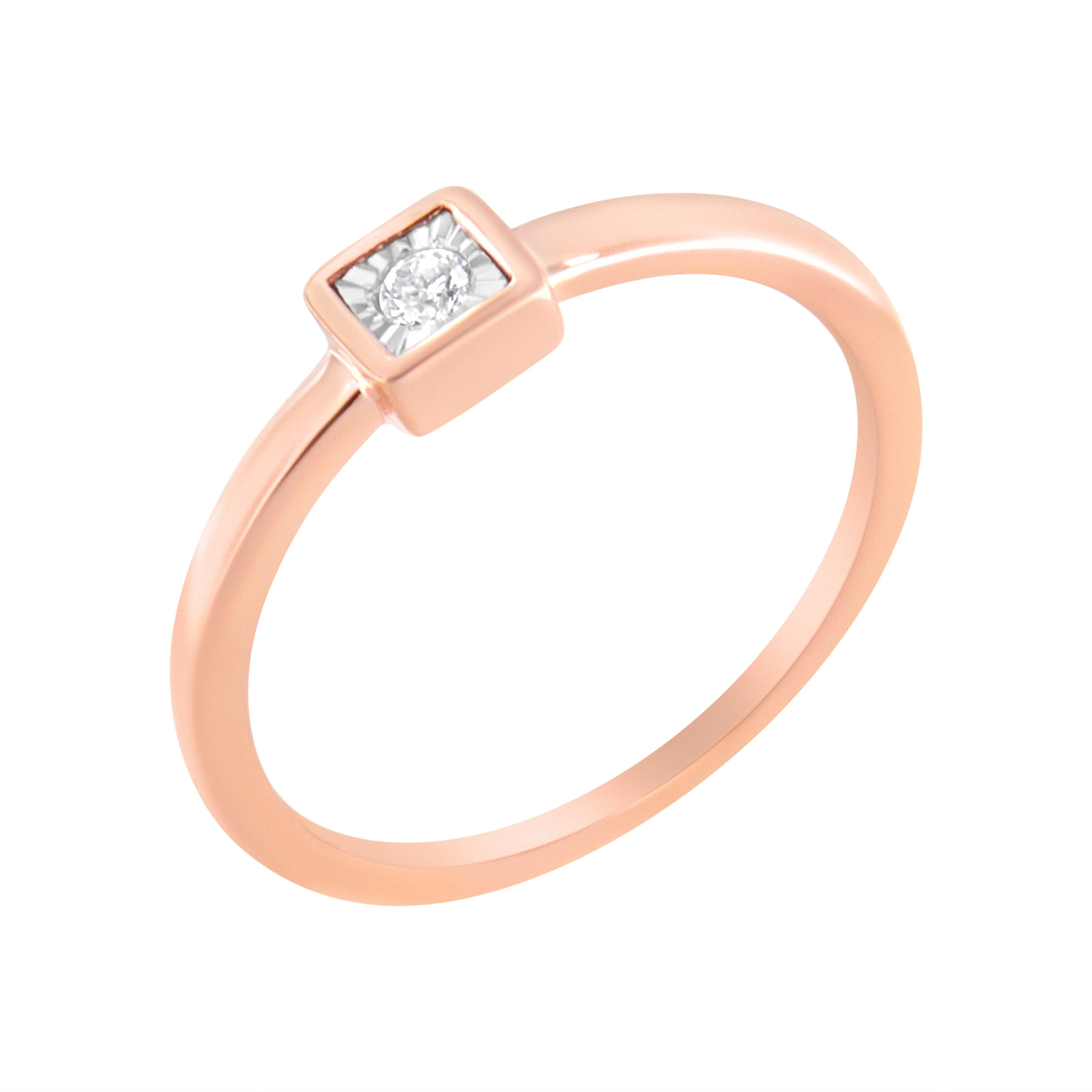 14K Rose Gold Plated .925 Sterling Silver 1/20 cttw Miracle Set Diamond Promise Ring (J-K Color, I1-I2 Clarity) - Size 6 by Bids.com