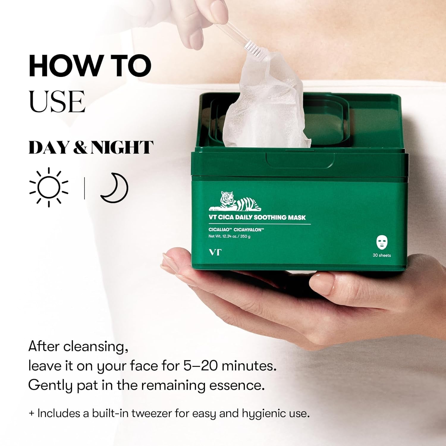 CICA Daily Soothing Mask 30 Sheets, Centella Asiatica & Hyaluronic Acid for Moisturizing & Hydrating, Instant Calm & Glow, Skin Softening Facial Mask, Korean Face Mask by Korean Skin Care