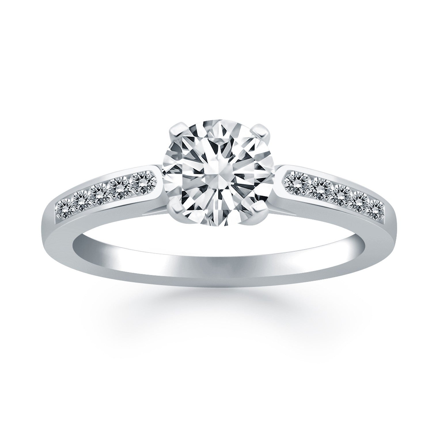 14k White Gold Diamond Channel Cathedral Engagement Ring by Bids.com