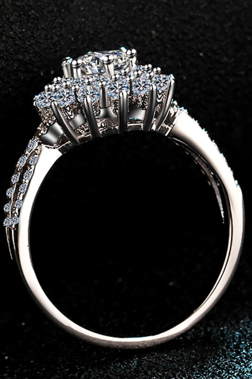 Sparkala™ Flower-Shape Split Shank Ring (Platinum Over Pure Sterling Silver) by Sparkala