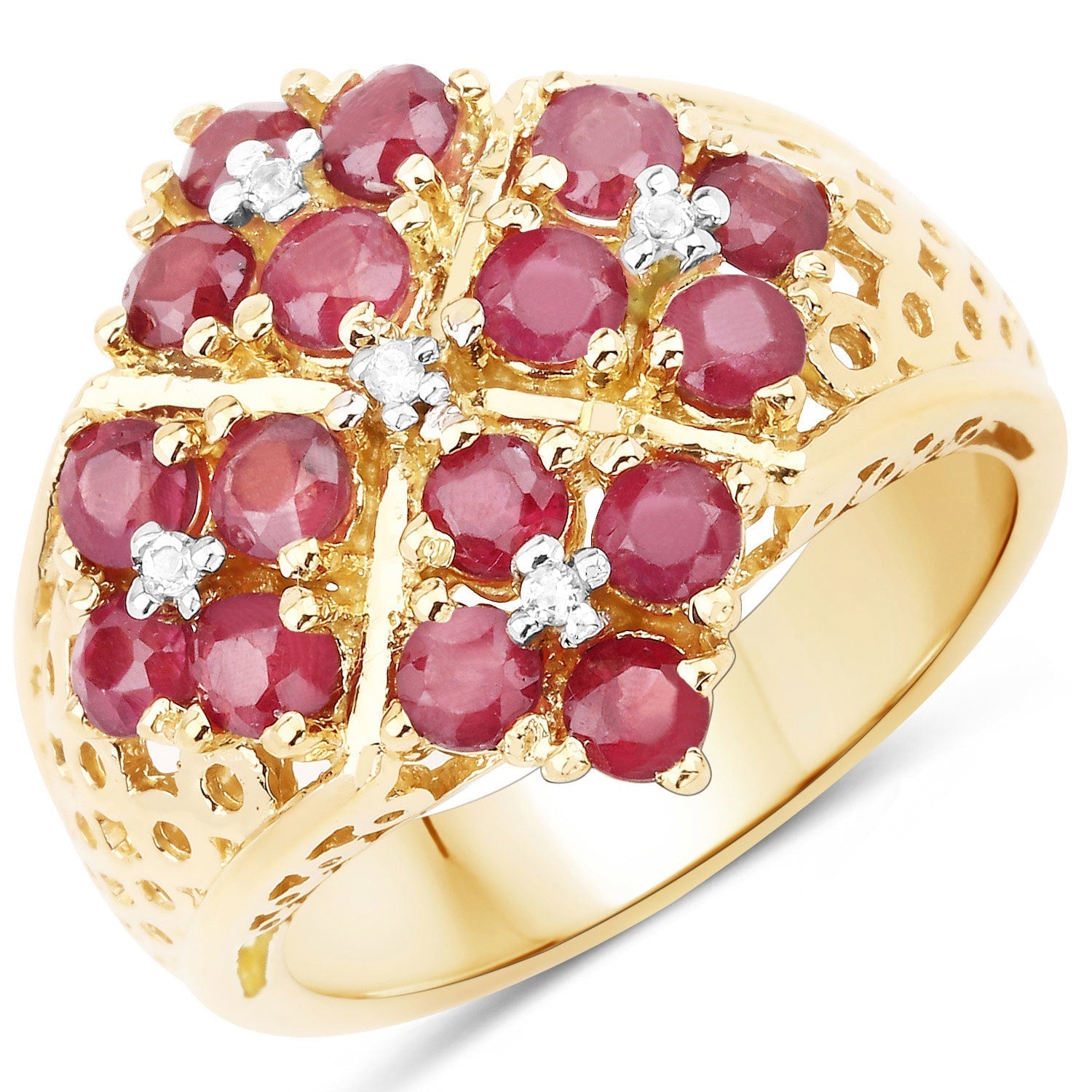 2.13 Carat Genuine Ruby and White Topaz .925 Sterling Silver Ring DestGlow
