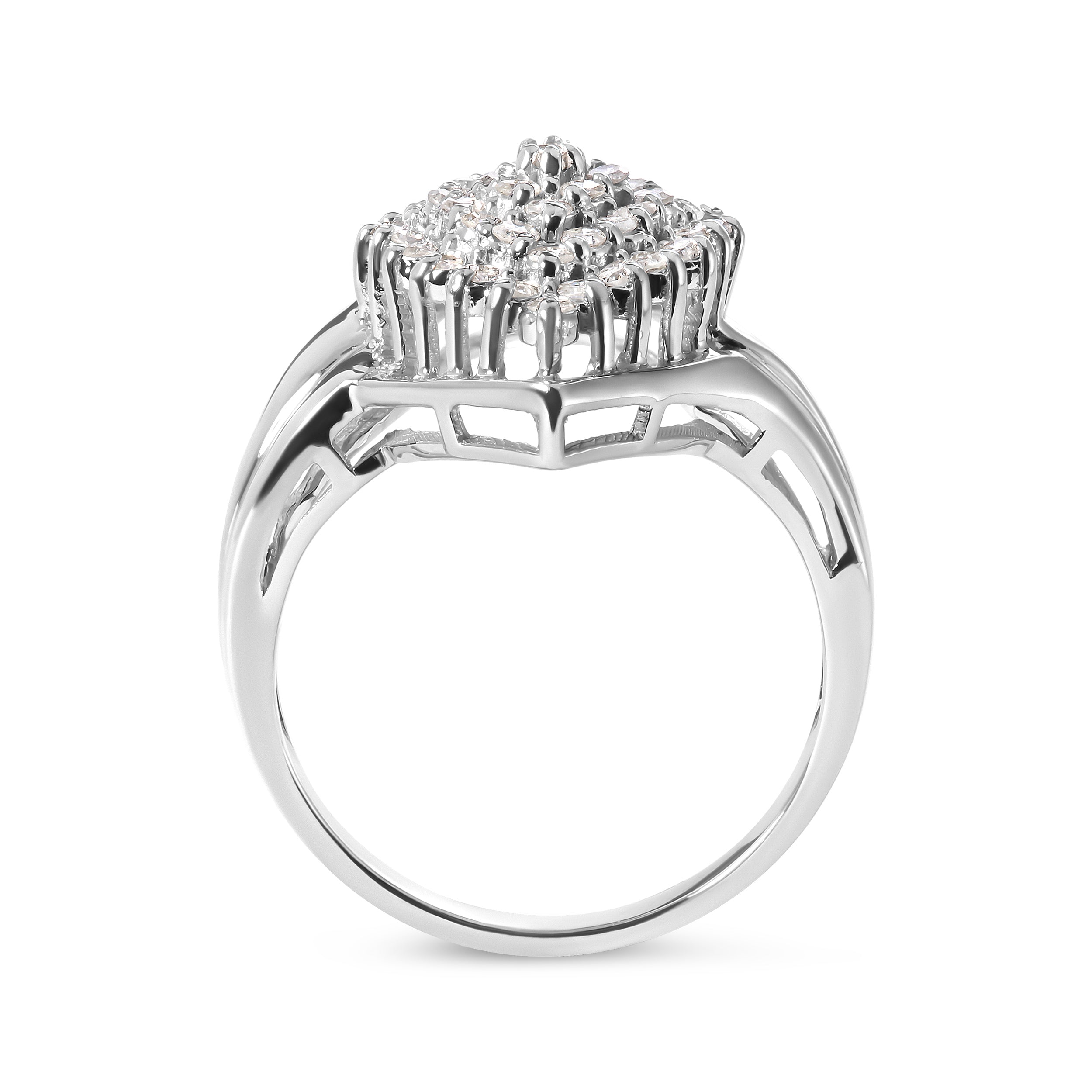 10K White Gold 1/2 Cttw Diamond Pear Shaped Cluster Ring (H-I Color, I1-I2 Clarity) - Ring Size 7 by Bids.com