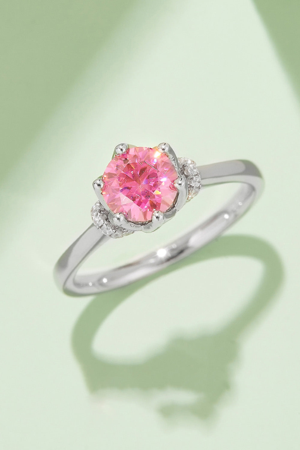 1 Carat Round Brilliant Round Cut Sparkala™ Contrast Platinum Over Pure Sterling Silver Ring (Pink, Yellow, or Aqua) - DestGlow