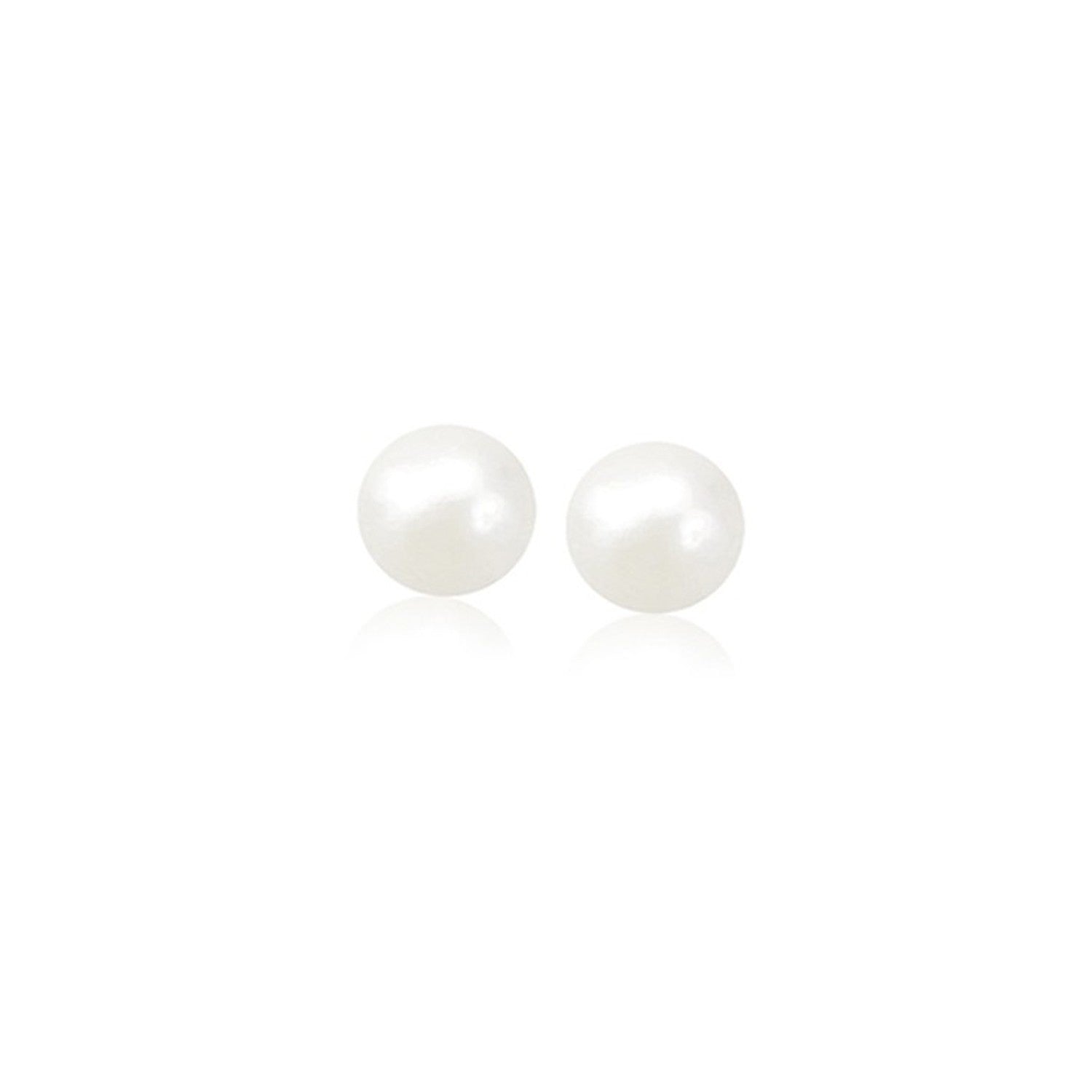 14k Yellow Gold Freshwater Cultured White Pearl Stud Earrings (5.0 mm) by Bids.com