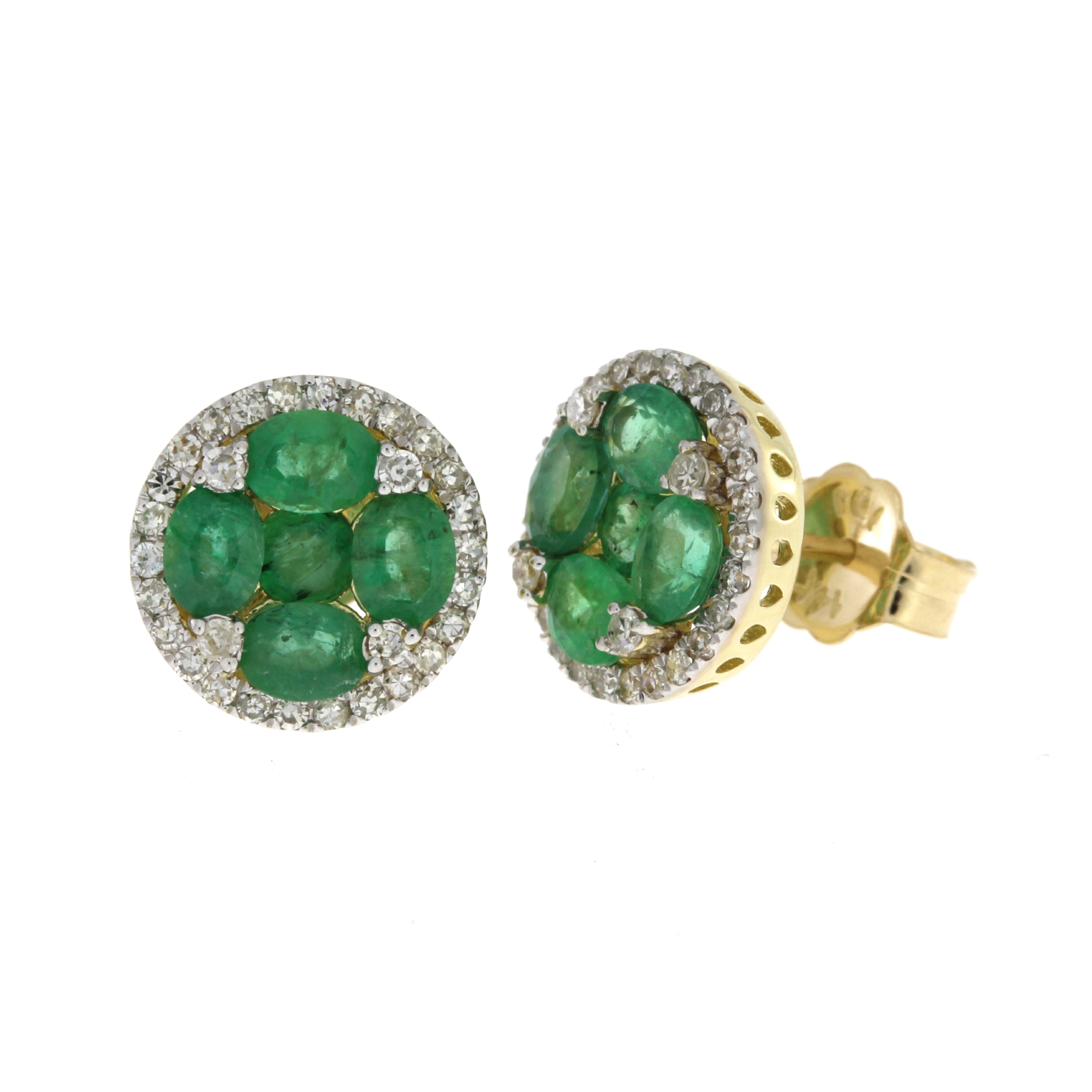 1.46ct Emerald Diamond Stud Earrings 14KT Yellow Gold by Bids.com