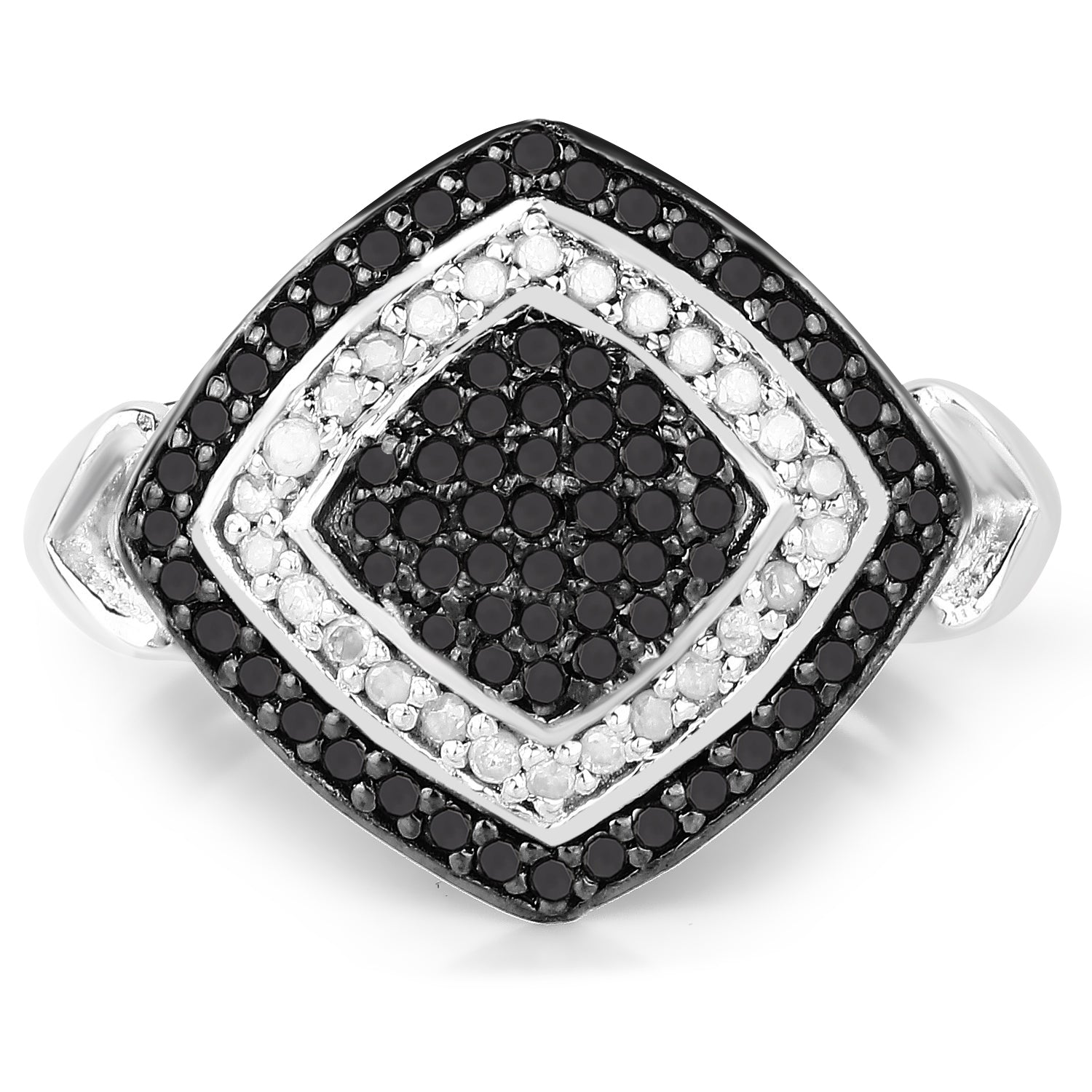 0.56 Carat Genuine White Diamond and Black Diamond .925 Sterling Silver Ring by Bids.com