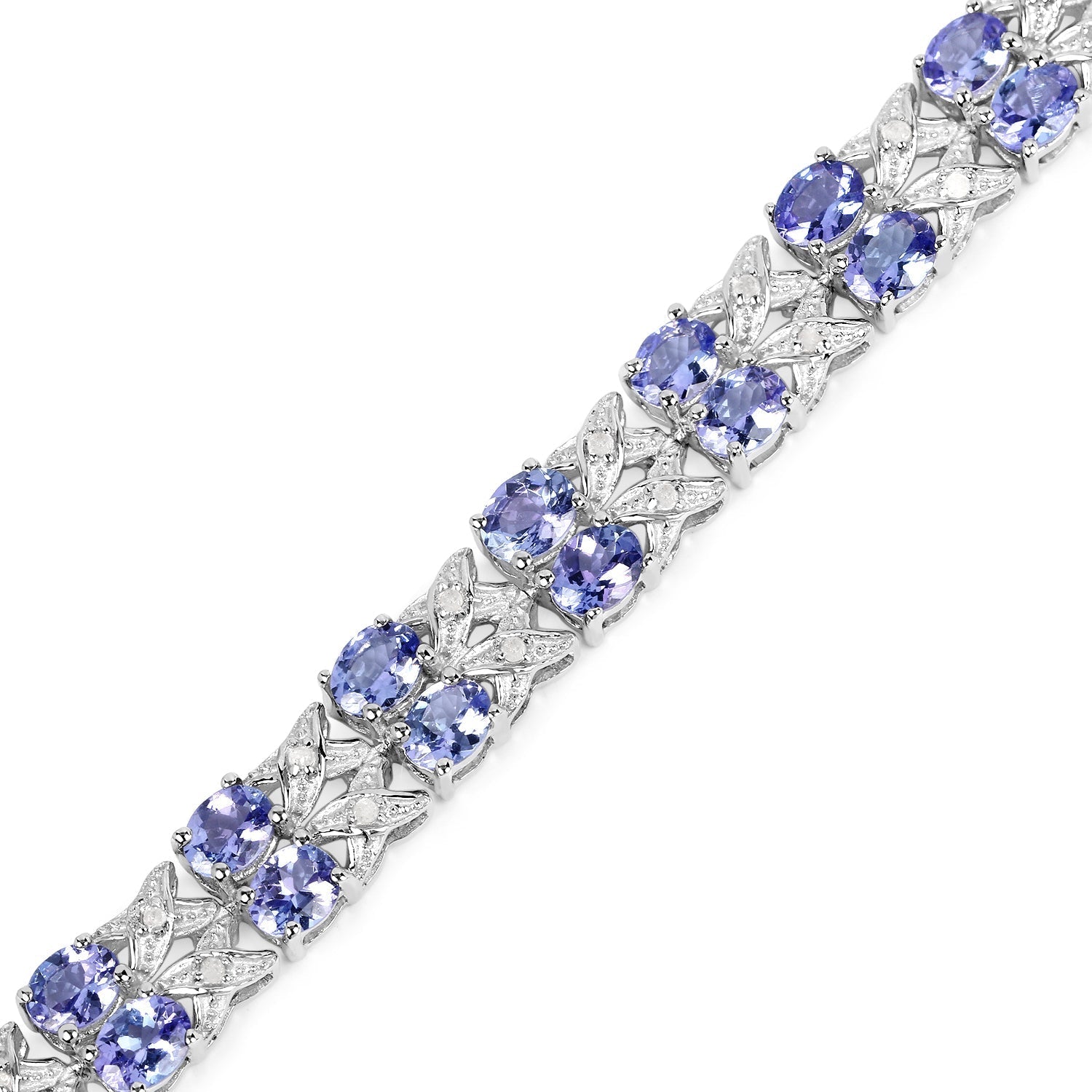 12.24 Carat Genuine Tanzanite and White Topaz .925 Sterling Silver Bracelet DestGlow