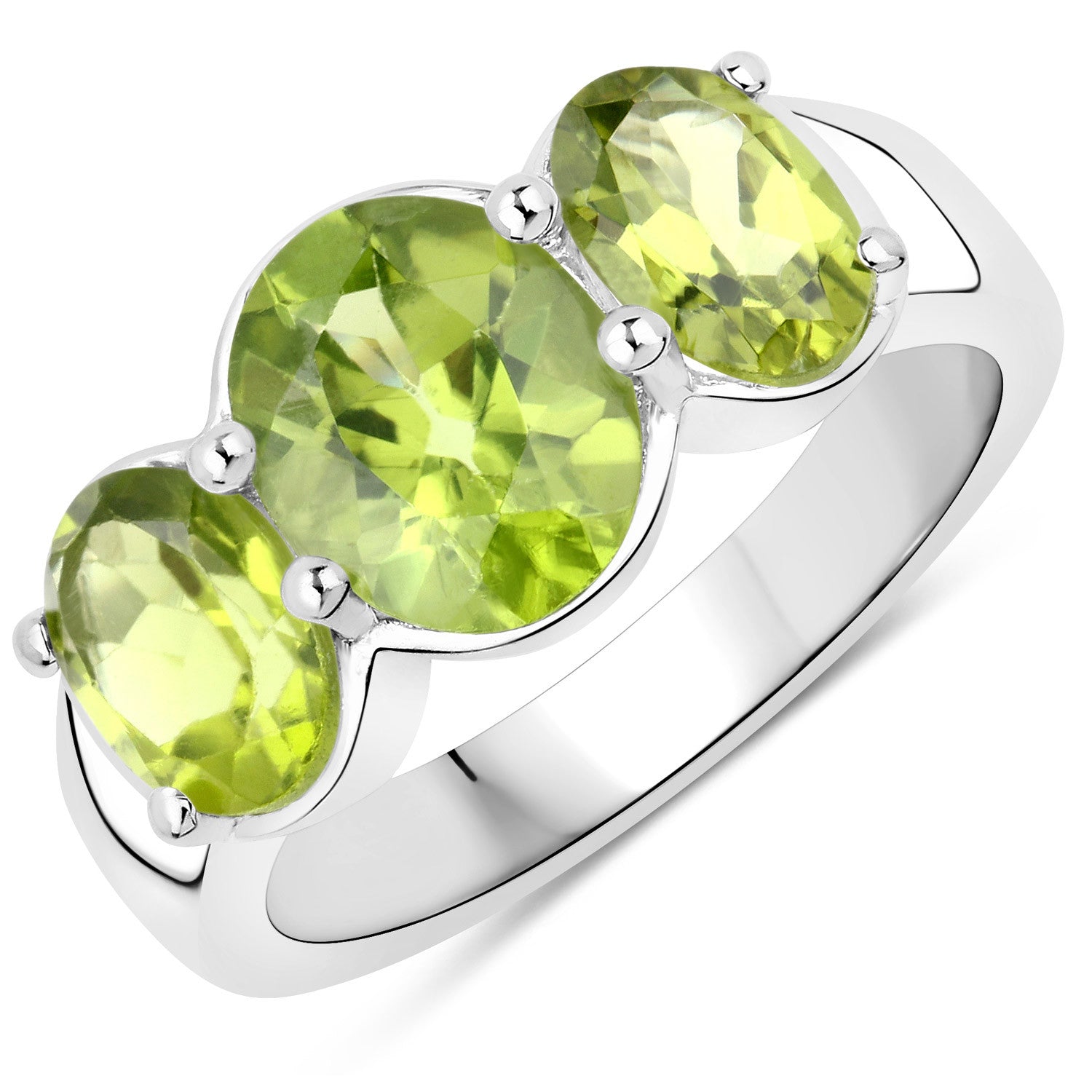 3.36 Carat Genuine Peridot .925 Sterling Silver Ring by Bids.com