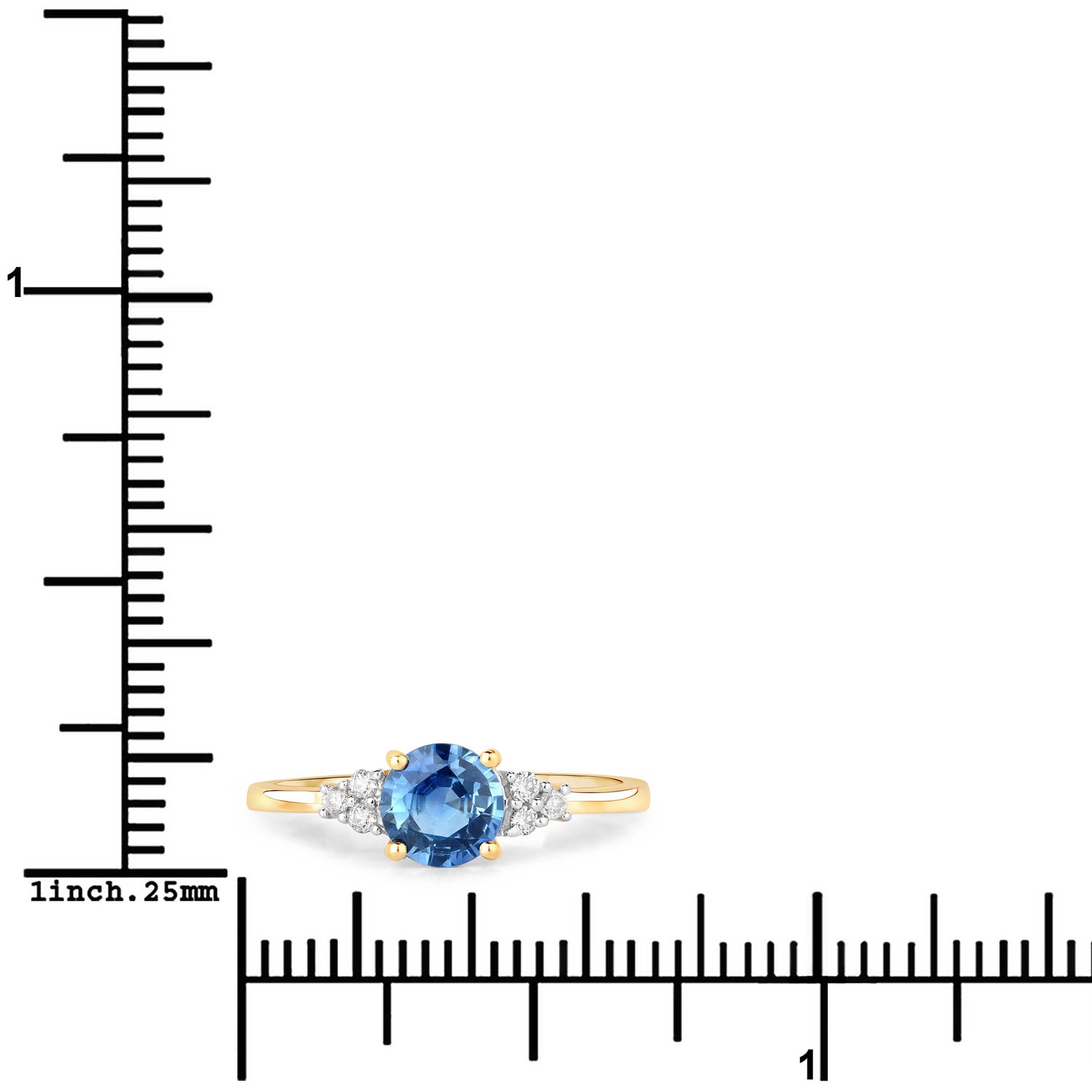 1.08 Carat Genuine Blue Sapphire and White Diamond 14K Yellow Gold Ring by Bids.com