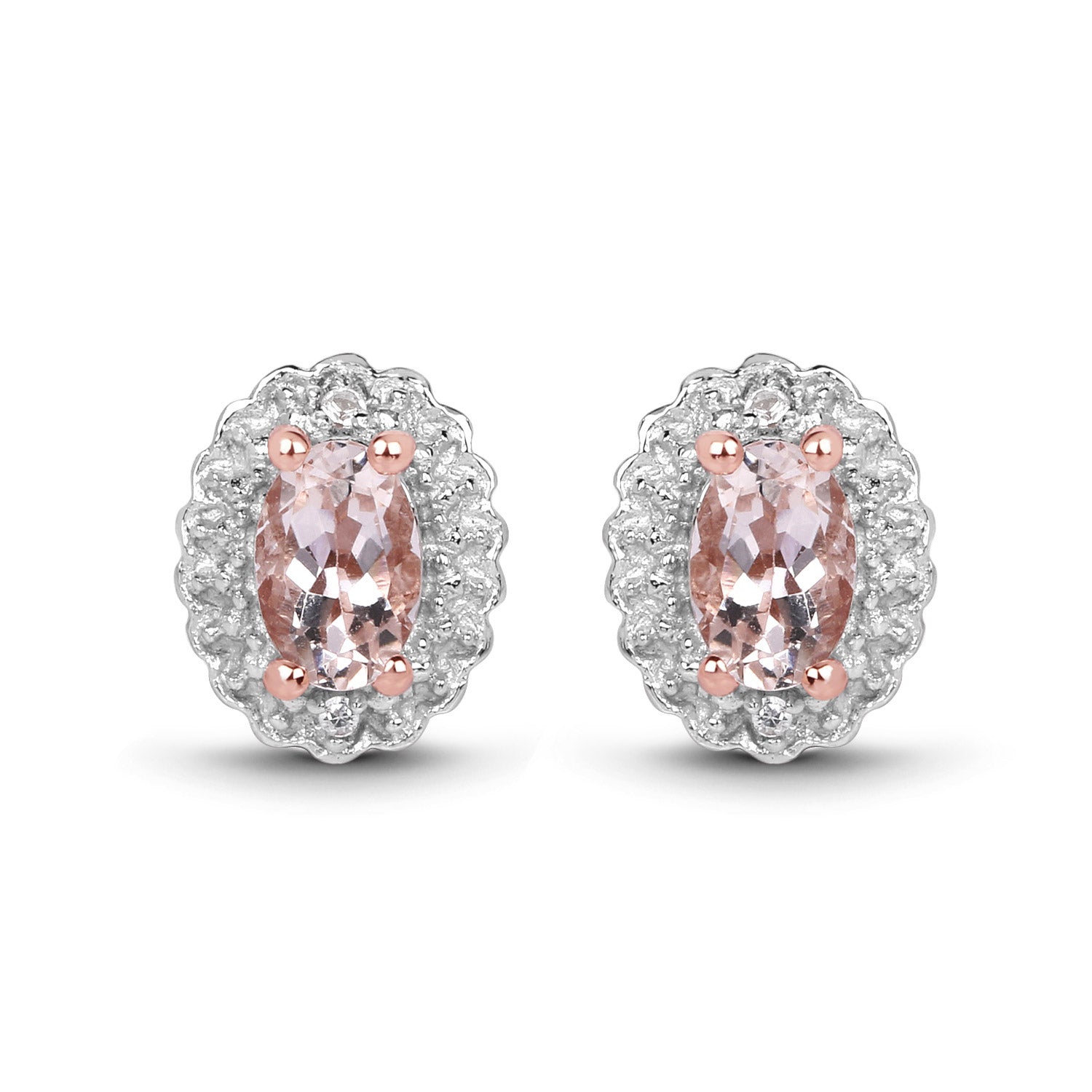 2.28 Carat Genuine Morganite and White Topaz .925 Sterling Silver 3 Piece Jewelry Set (Ring, Earrings, and Pendant w/ Chain) by Bids.com