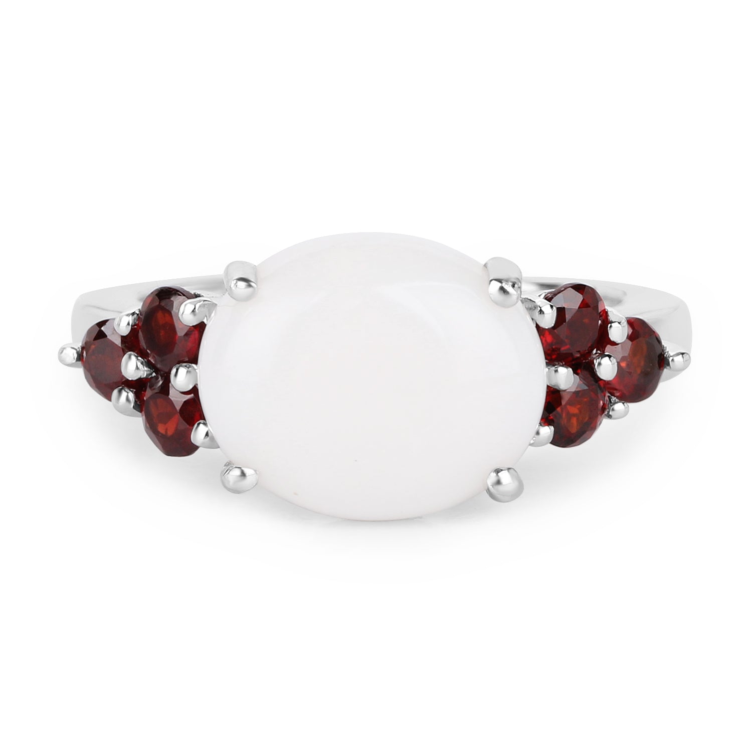 3.58 Carat Genuine Opal & Garnet .925 Sterling Silver Ring DestGlow