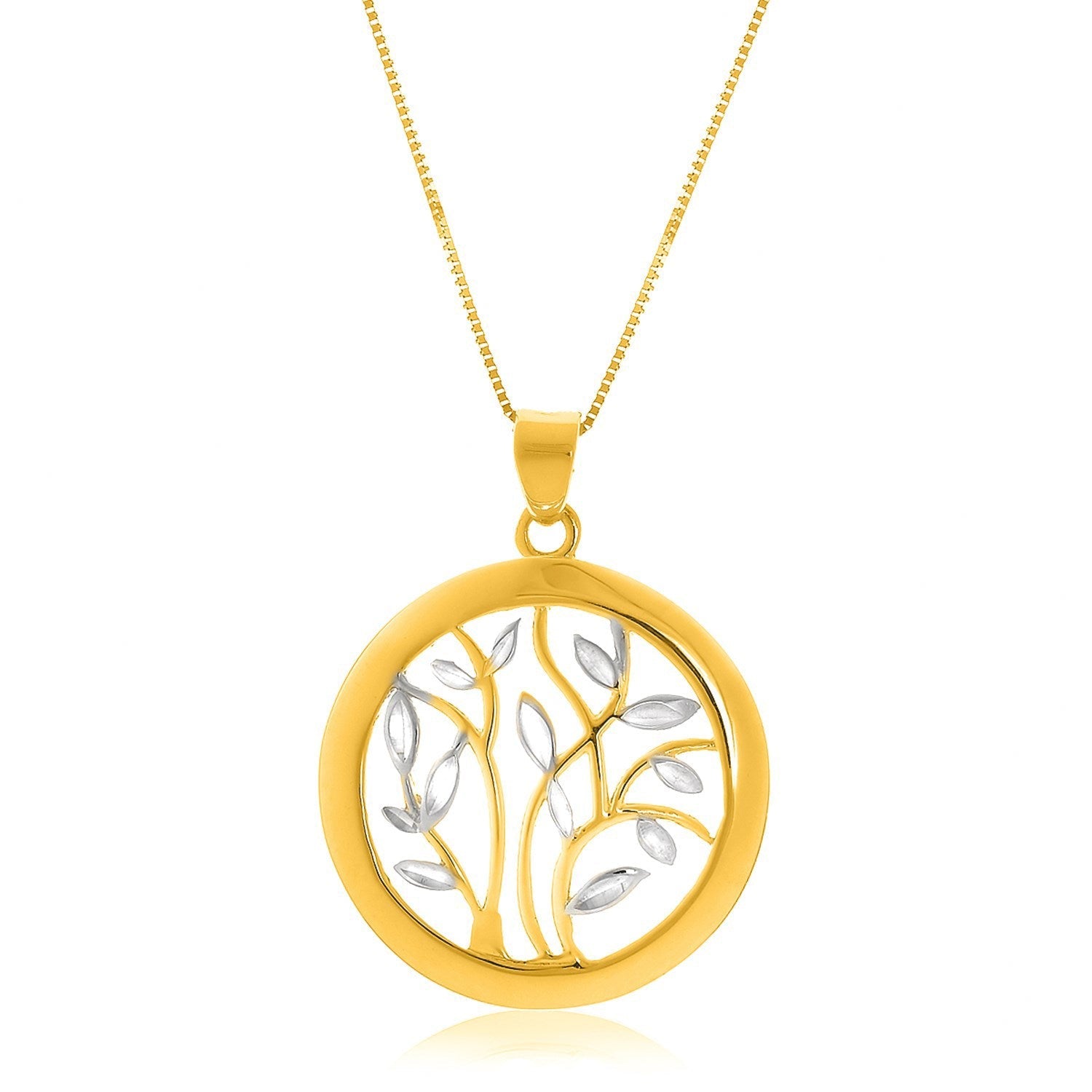 14k Two-Tone Gold Pendant with an Open Round Tree Design by Bids.com