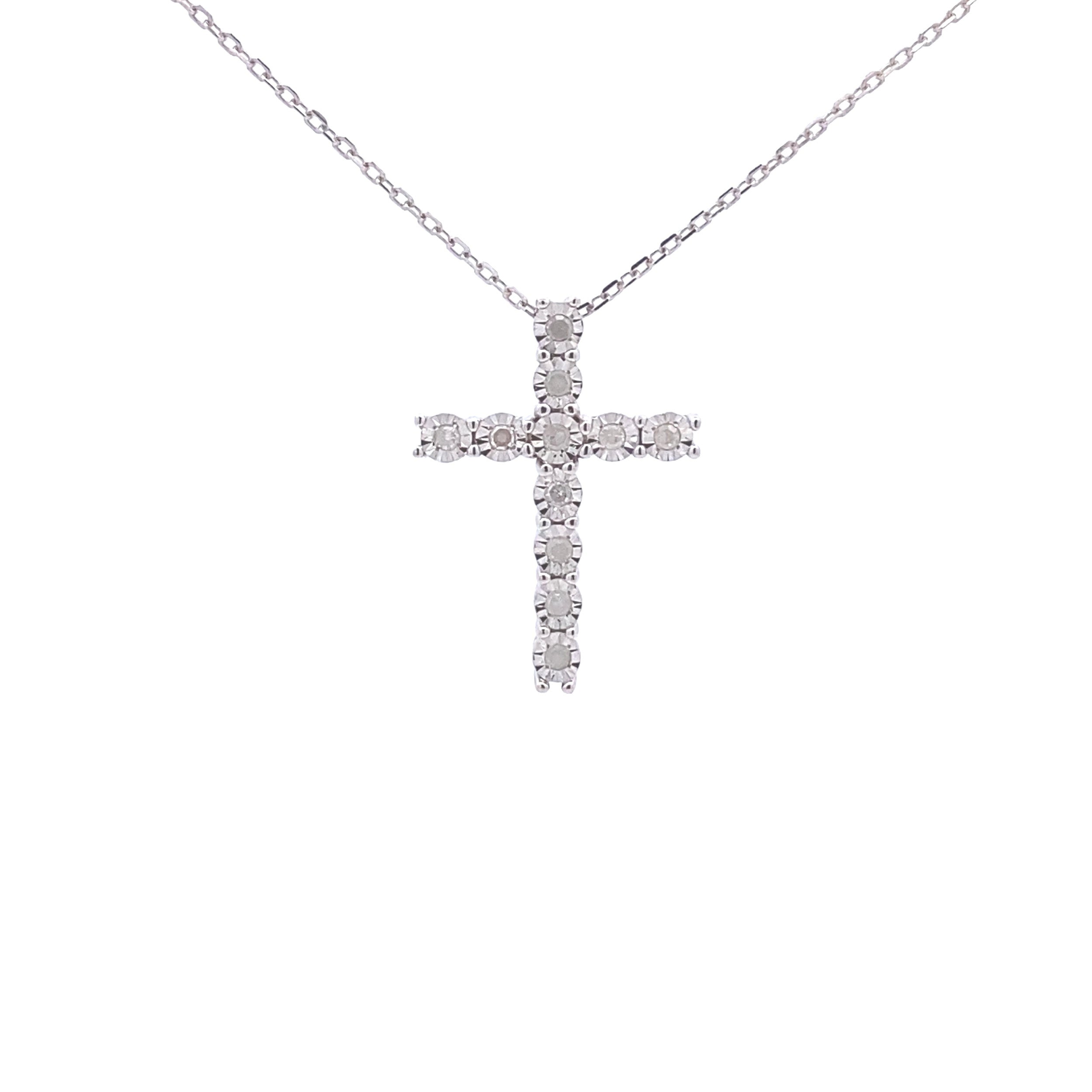 .25ct Diamond Cross Religious Pendant Sterling Silver by Bids.com