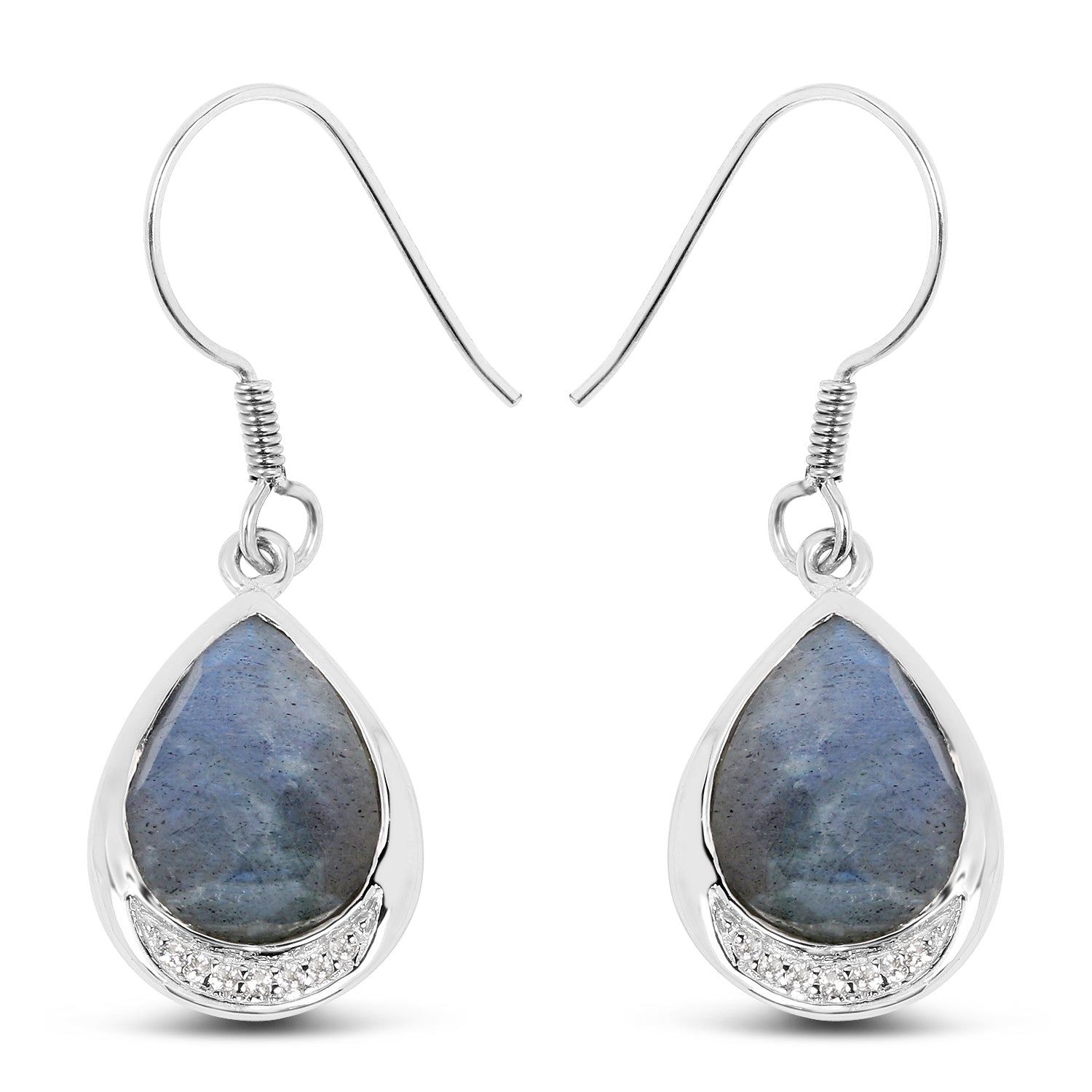 9.13 Carat Genuine Labradorite And White Topaz .925 Sterling Silver Earrings DestGlow