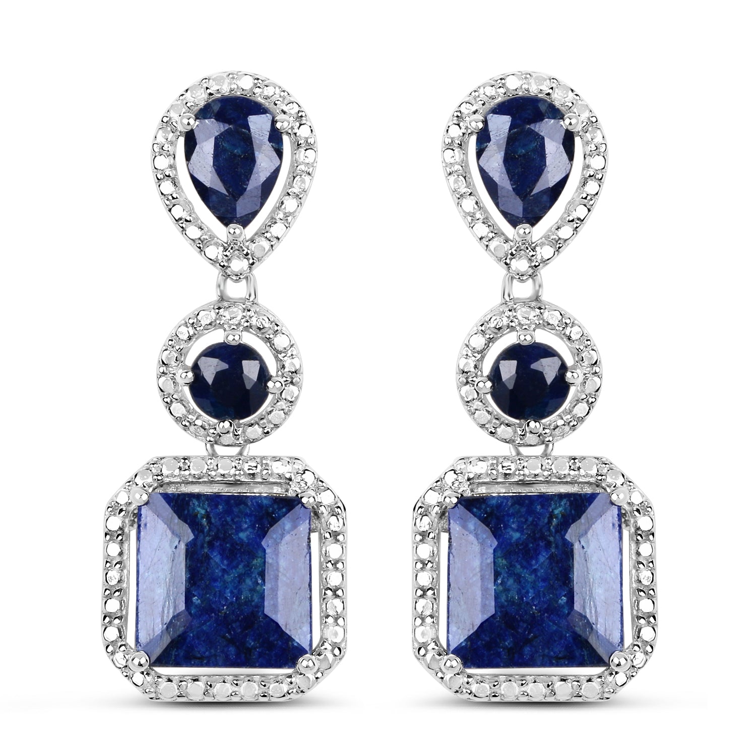 11.62 Carat Dyed Sapphire .925 Sterling Silver Earrings DestGlow