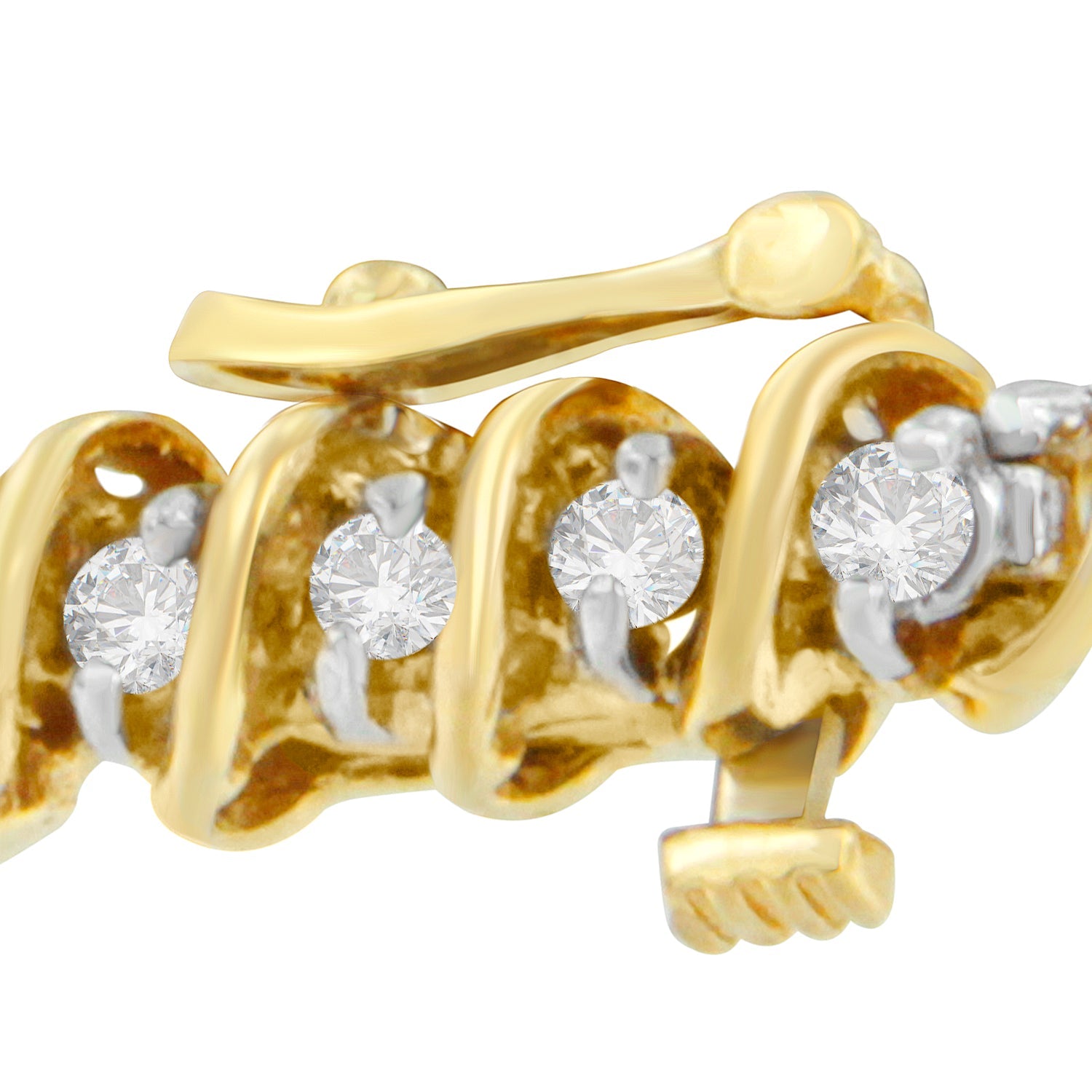 18K Yellow Gold Round Cut Diamond Spiral Link Bracelet (2.00 cttw, I-J Color, I1-I2 Clarity) by Bids.com