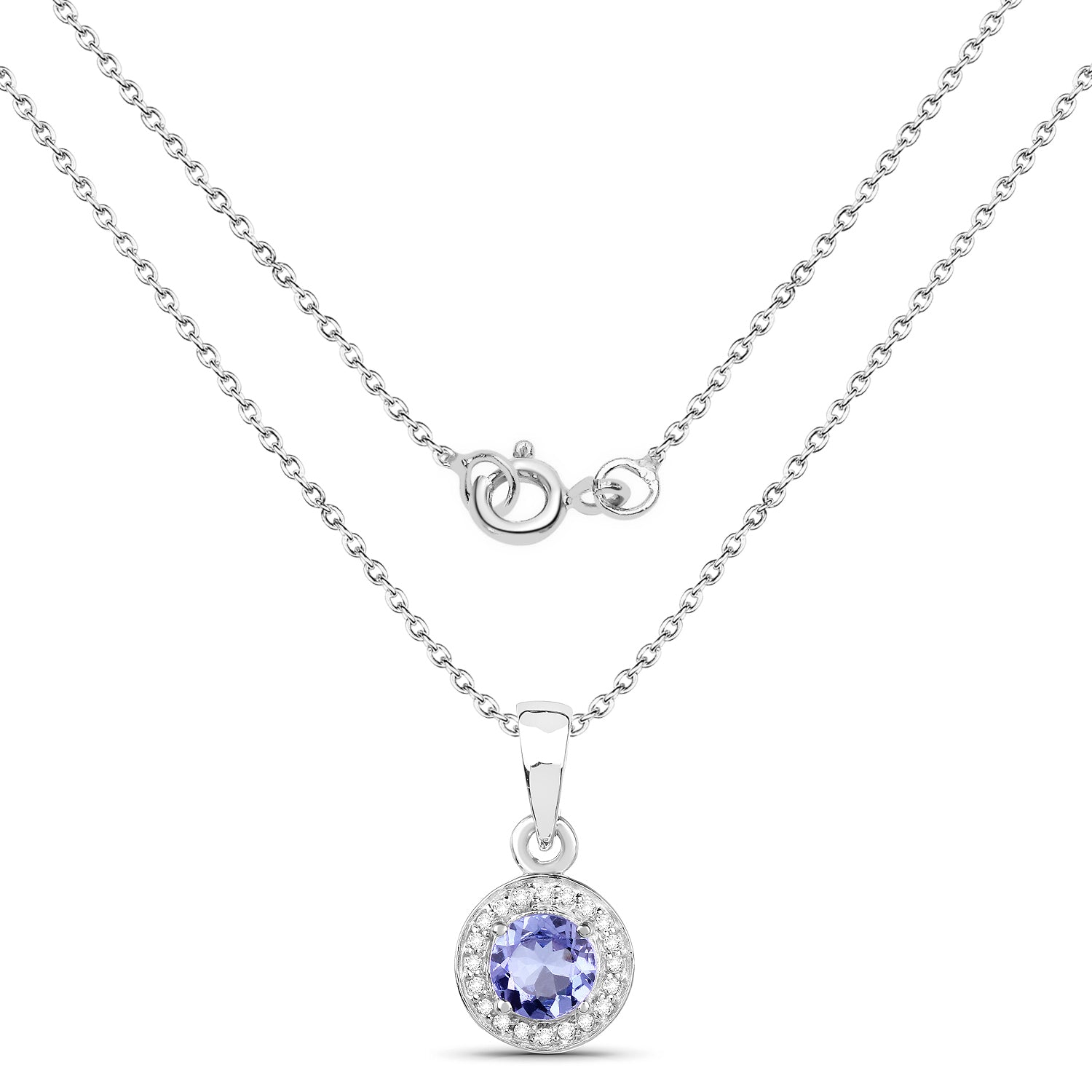 1.05 Carat Genuine Tanzanite and White Topaz .925 Sterling Silver Pendant by Bids.com