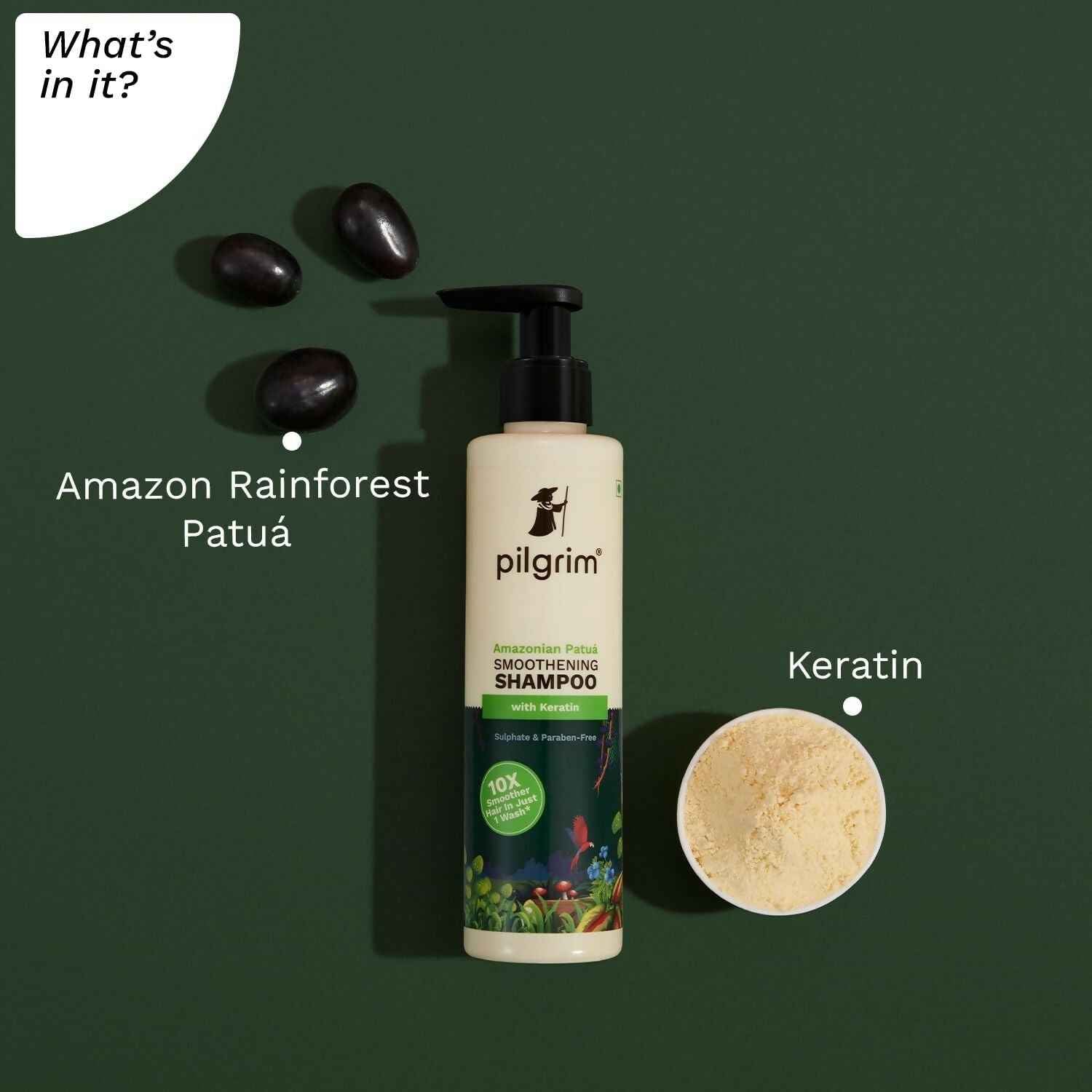 Pilgrim Patuá & Keratin Hair Smoothening Shampoo For Dry & Frizzy Hair, For Hair Smoothening & Healthy Scalp