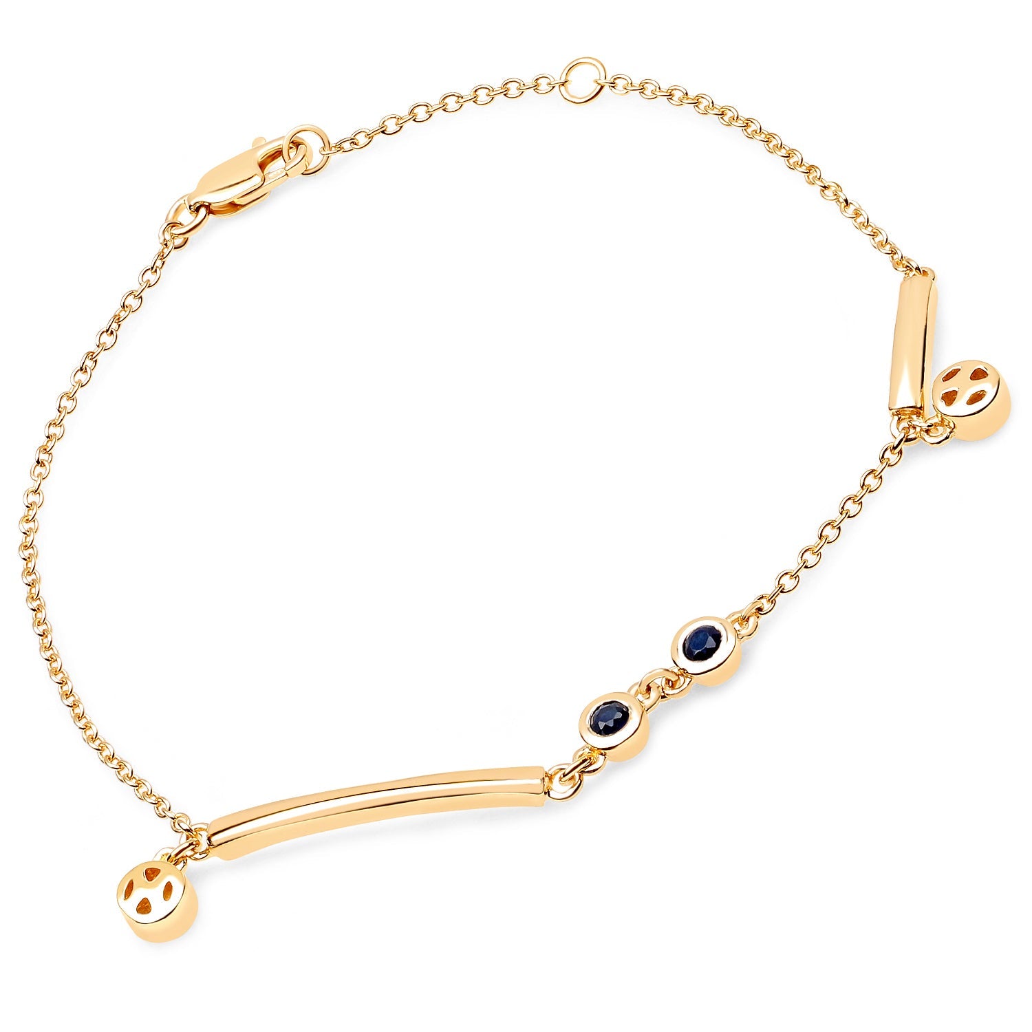 18K Yellow Gold Plated 0.24 Carat Genuine Blue Sapphire .925 Sterling Silver Bracelet by Bids.com