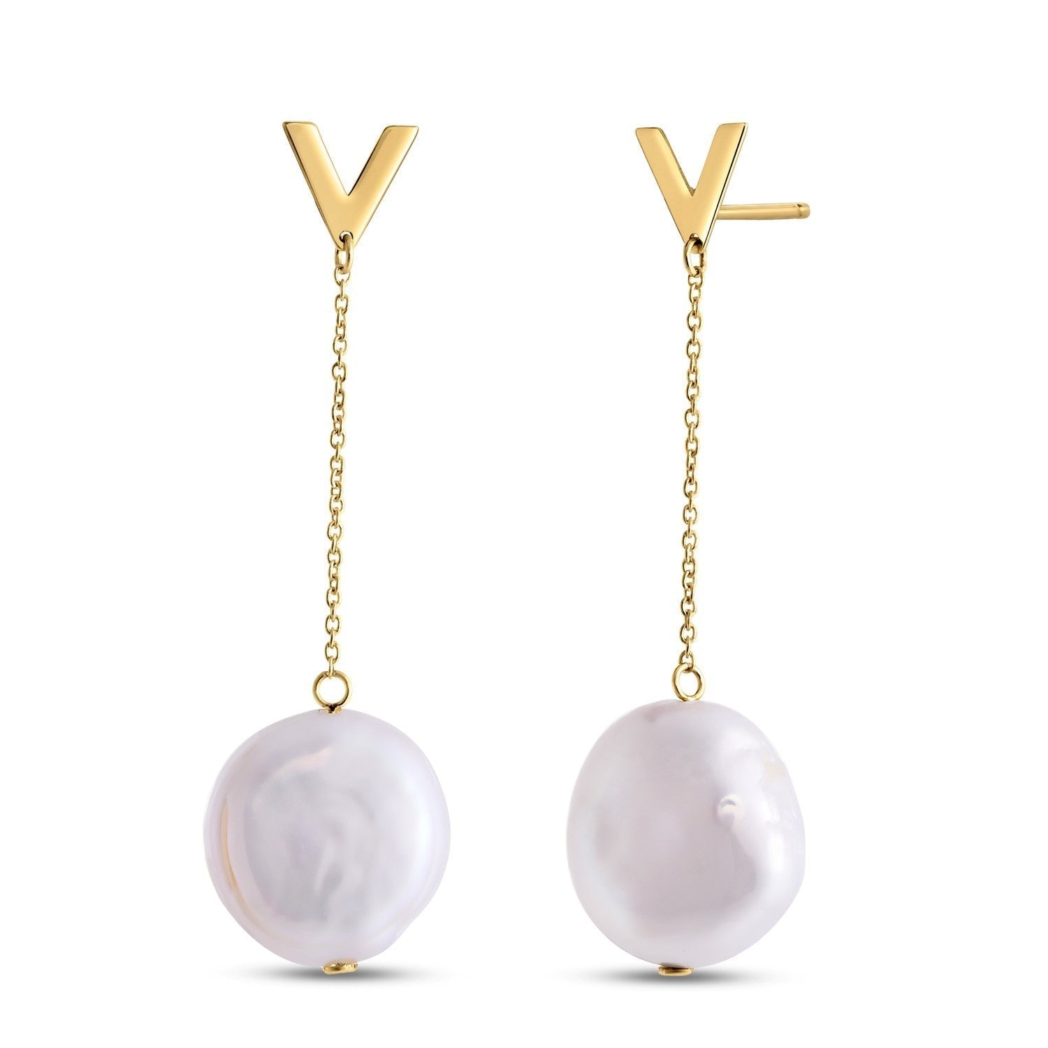 14k Yellow Gold Tesoro Pearl Drop Earrings DestGlow