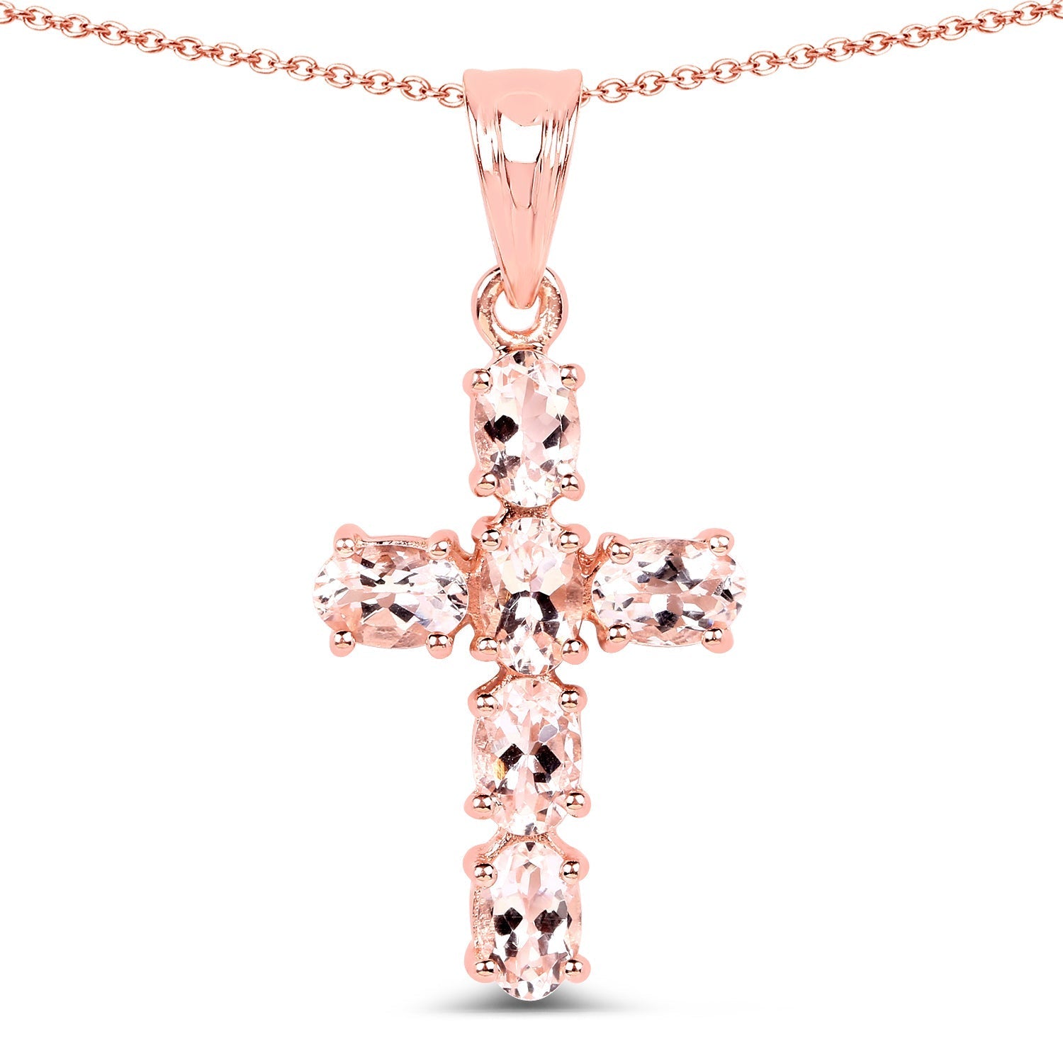 14K Rose Gold Plated 2.58 Carat Genuine Morganite .925 Sterling Silver Pendant DestGlow