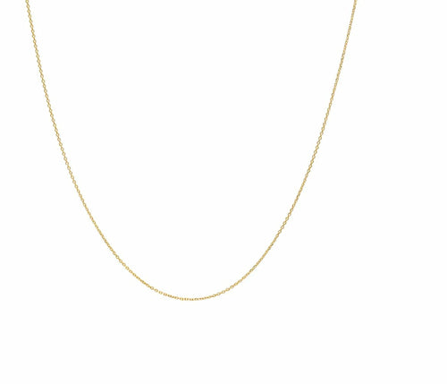 14K Gold Thin Baby Cable Chain Necklace 18" - Delicate Italian Gold