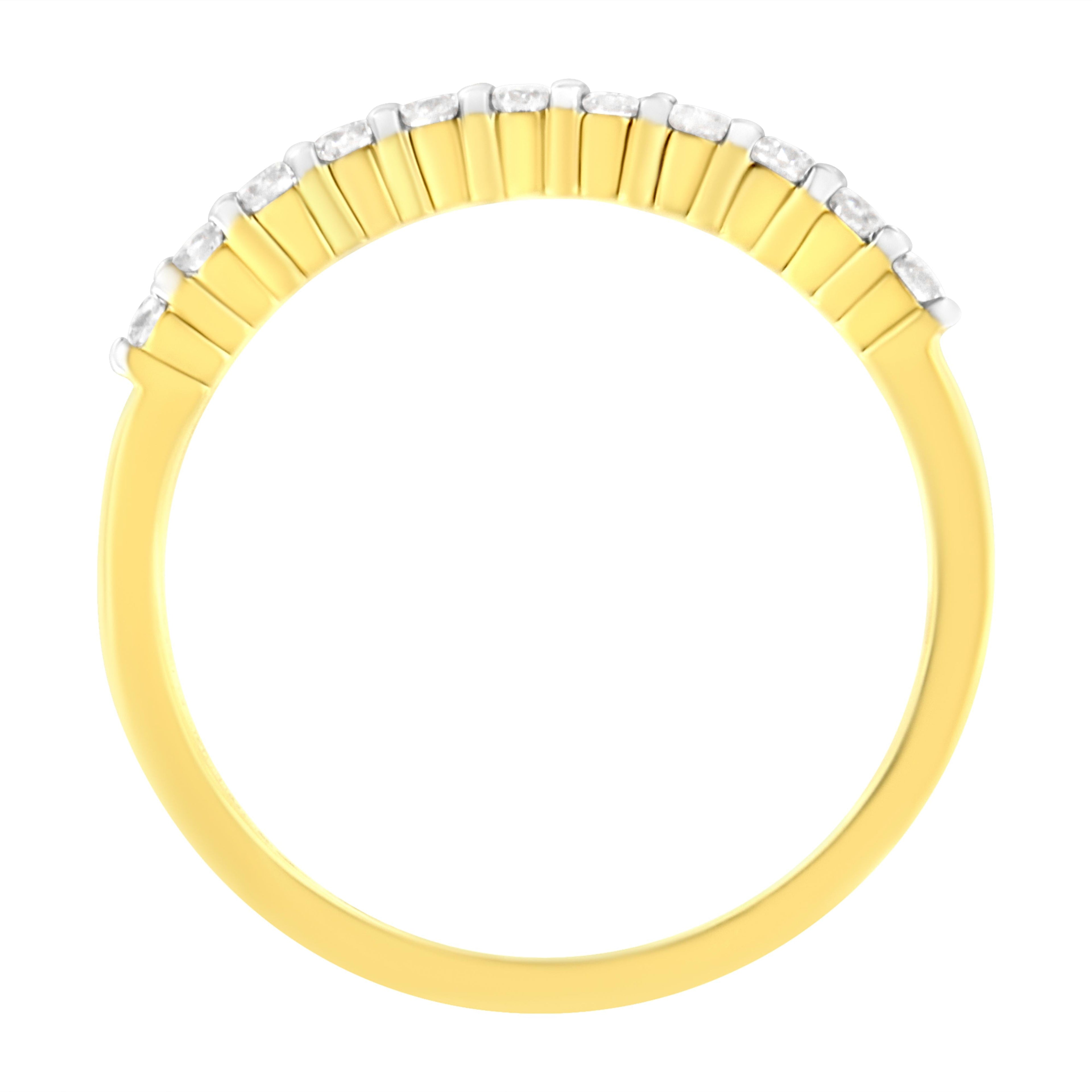 IGI Certified 1/4 Cttw Diamond 10K Yellow Gold Prong Set Fluted Band Style Ring (I-J Color, I2-I3 Clarity) - Size 7 DestGlow