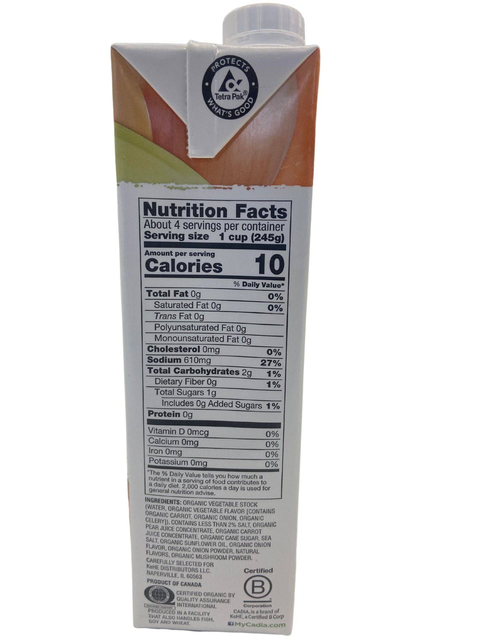 Vegetable Broth, Organic, Cadia by Country Life Natural Foods