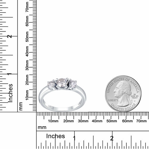 White Moissanite 3-Stone Ring Sterling Silver - Lab Grown Diamond Alternative Engagement Ring