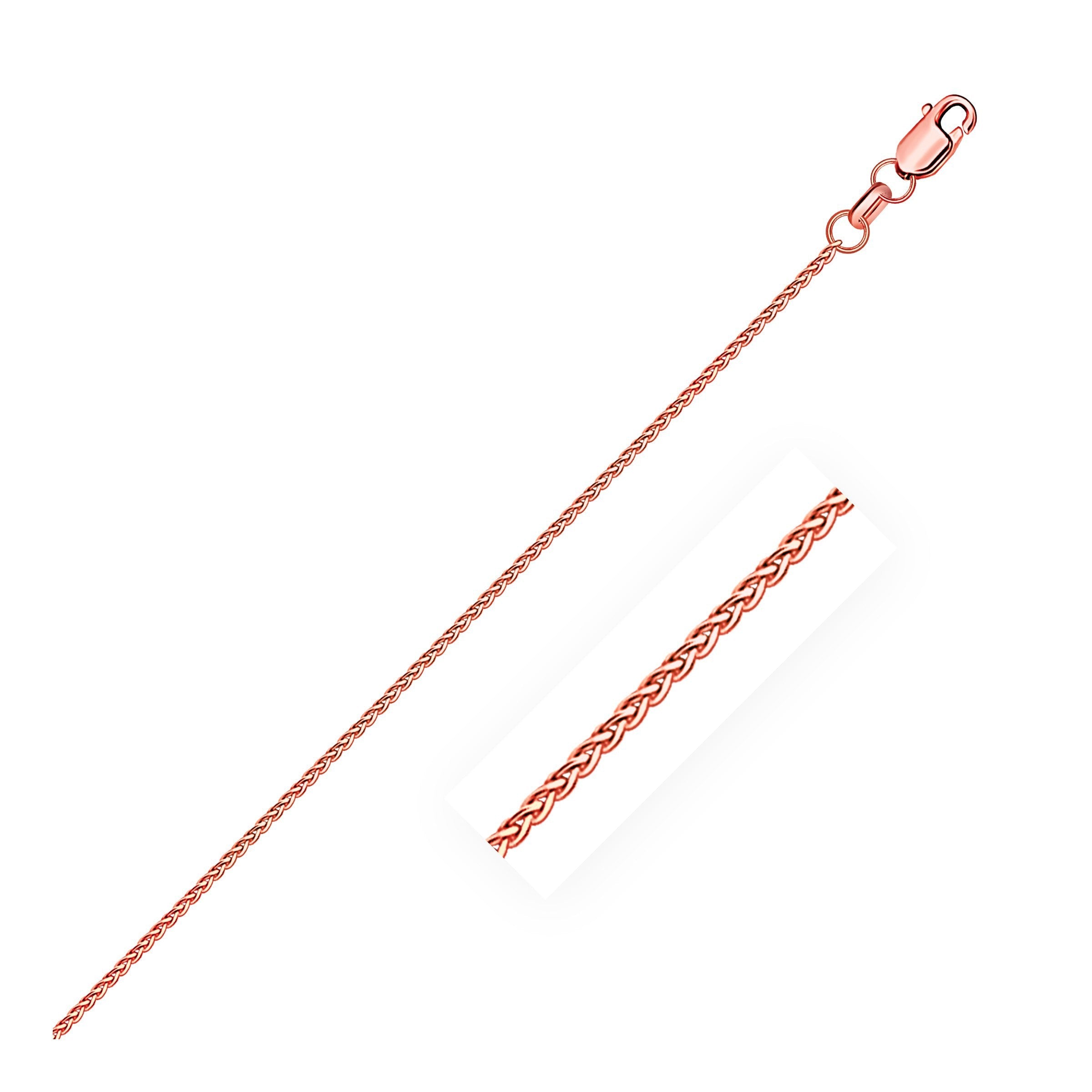 14k Rose Gold Diamond Cut Round Wheat Chain 1.1mm by Bids.com