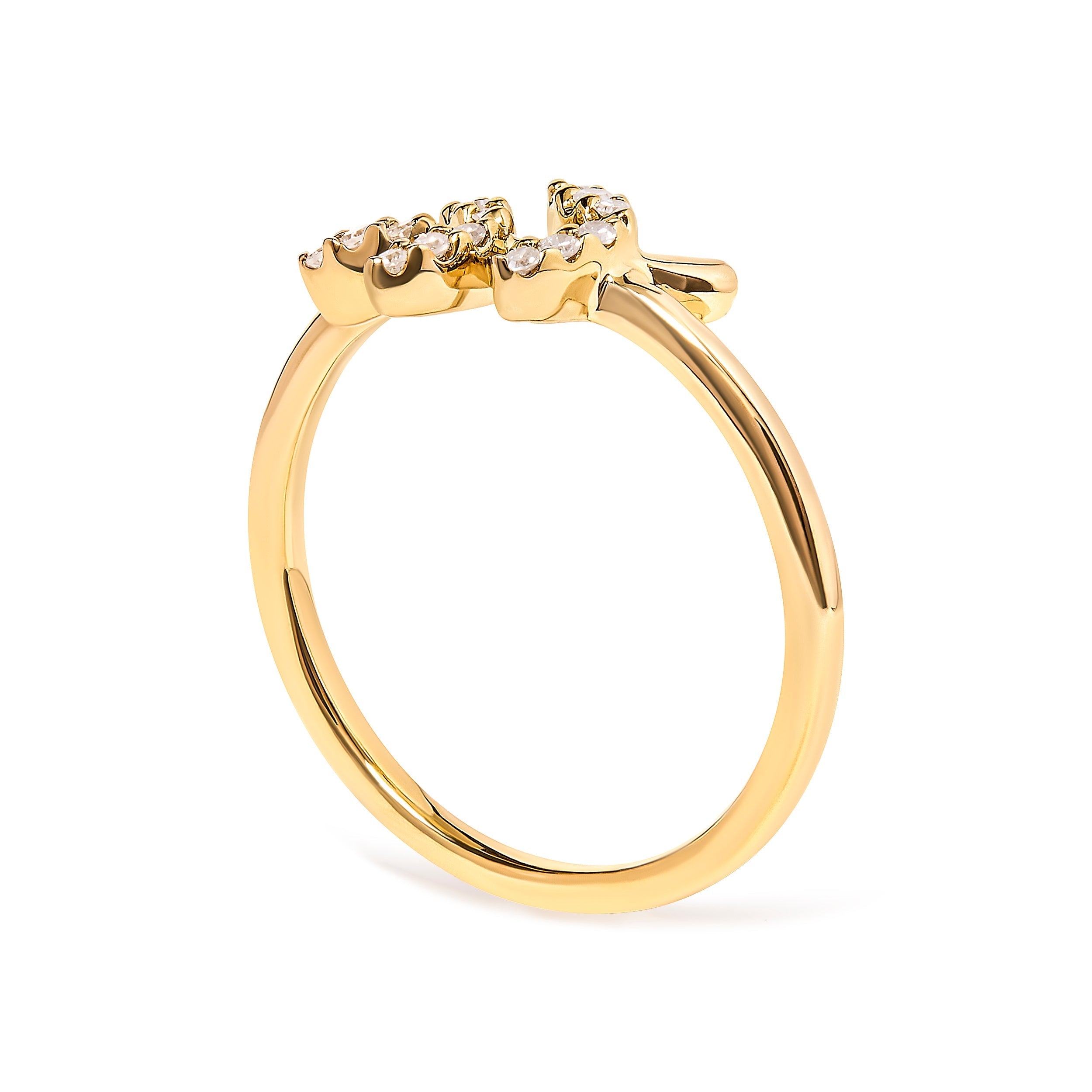 10K Yellow Gold 1/10 Cttw Diamond Leaf and Branch Ring (H-I Color, I1-I2 Clarity) - Ring Size 7 DestGlow