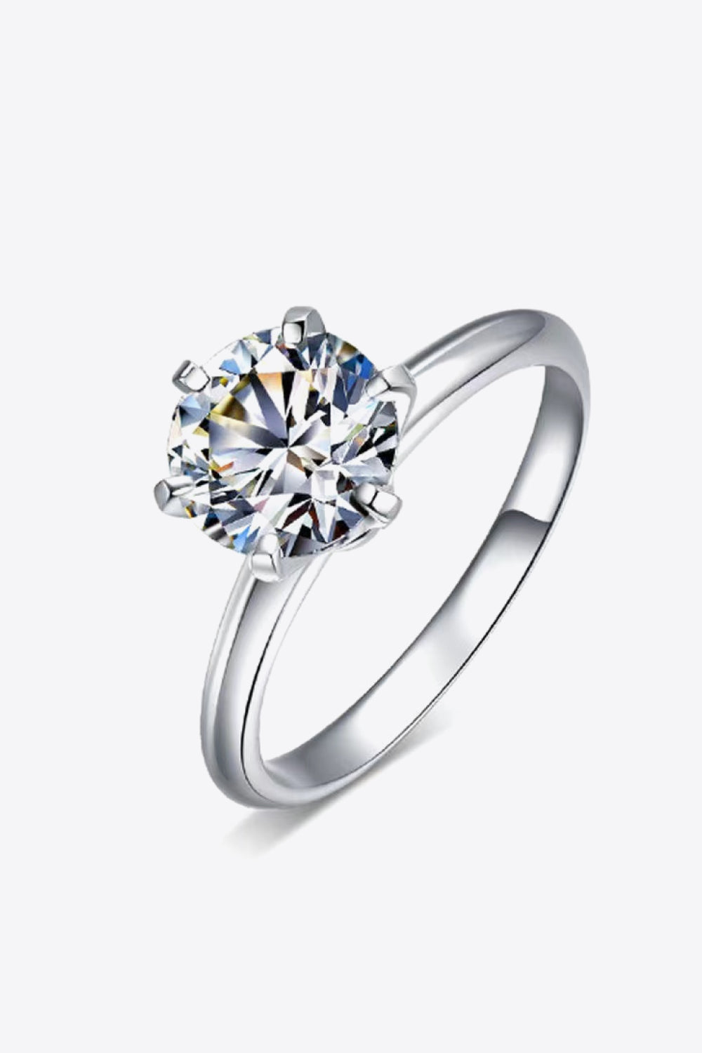 Adored Platinum Over Pure Sterling Silver 3 Carat Brilliant Round Cut Sparkala™ 6-Prong Solitaire Ring by Sparkala