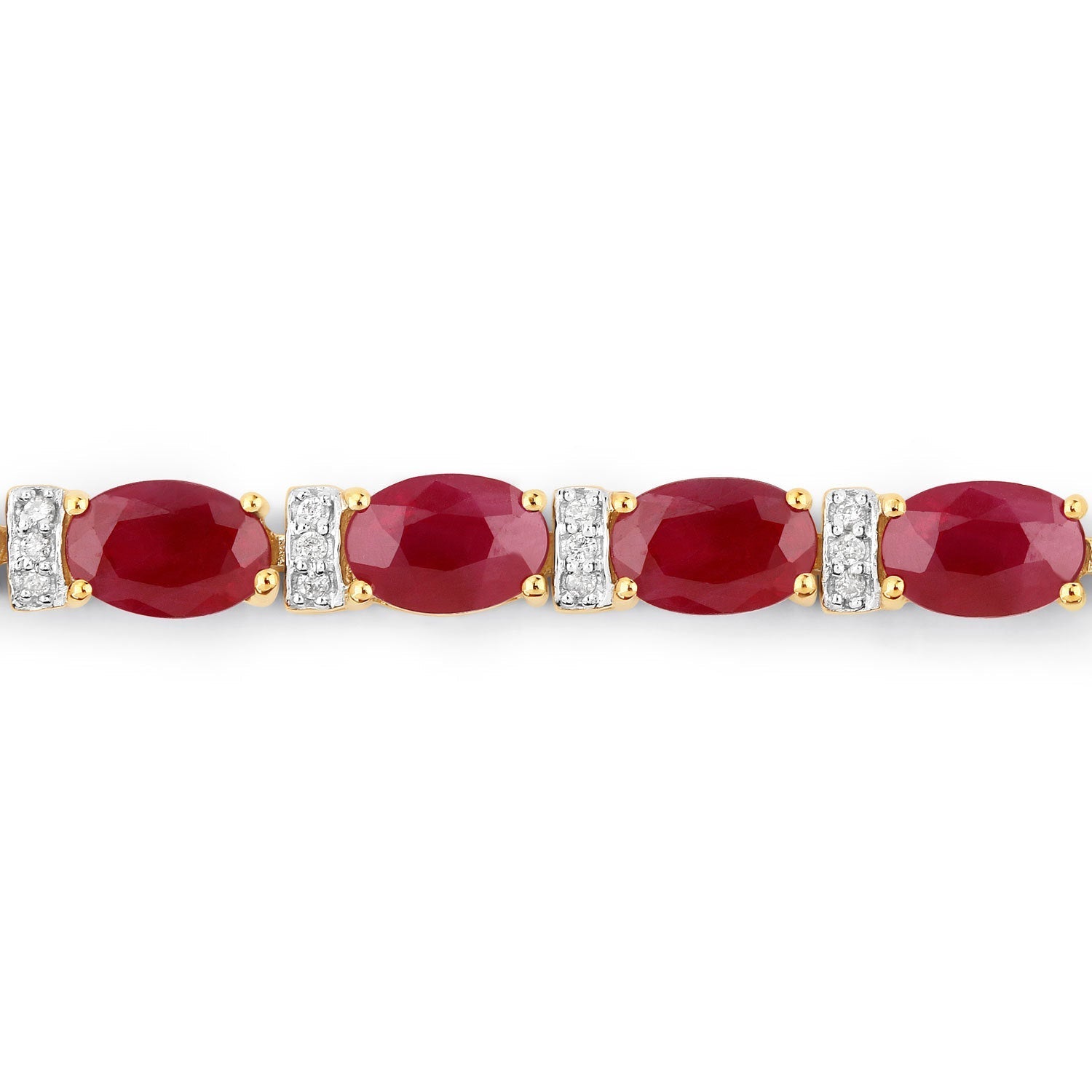 11.67 Carat Genuine Ruby and White Diamond 14K Yellow Gold Bracelet DestGlow