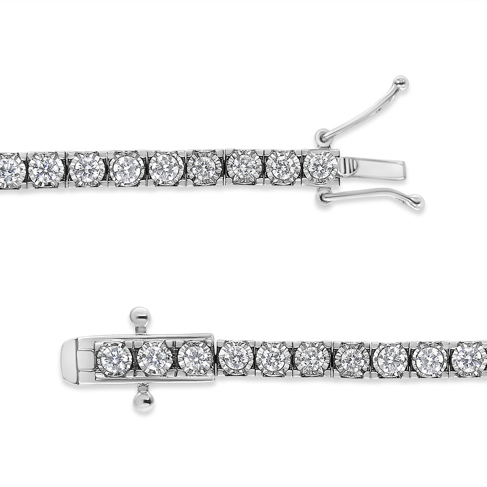 14K White Gold 2.0 Cttw Miracle Set Round-Cut Lab Grown Diamond Illusion 7" Tennis Bracelet (F-G Color, VS2-SI1 Clarity) DestGlow