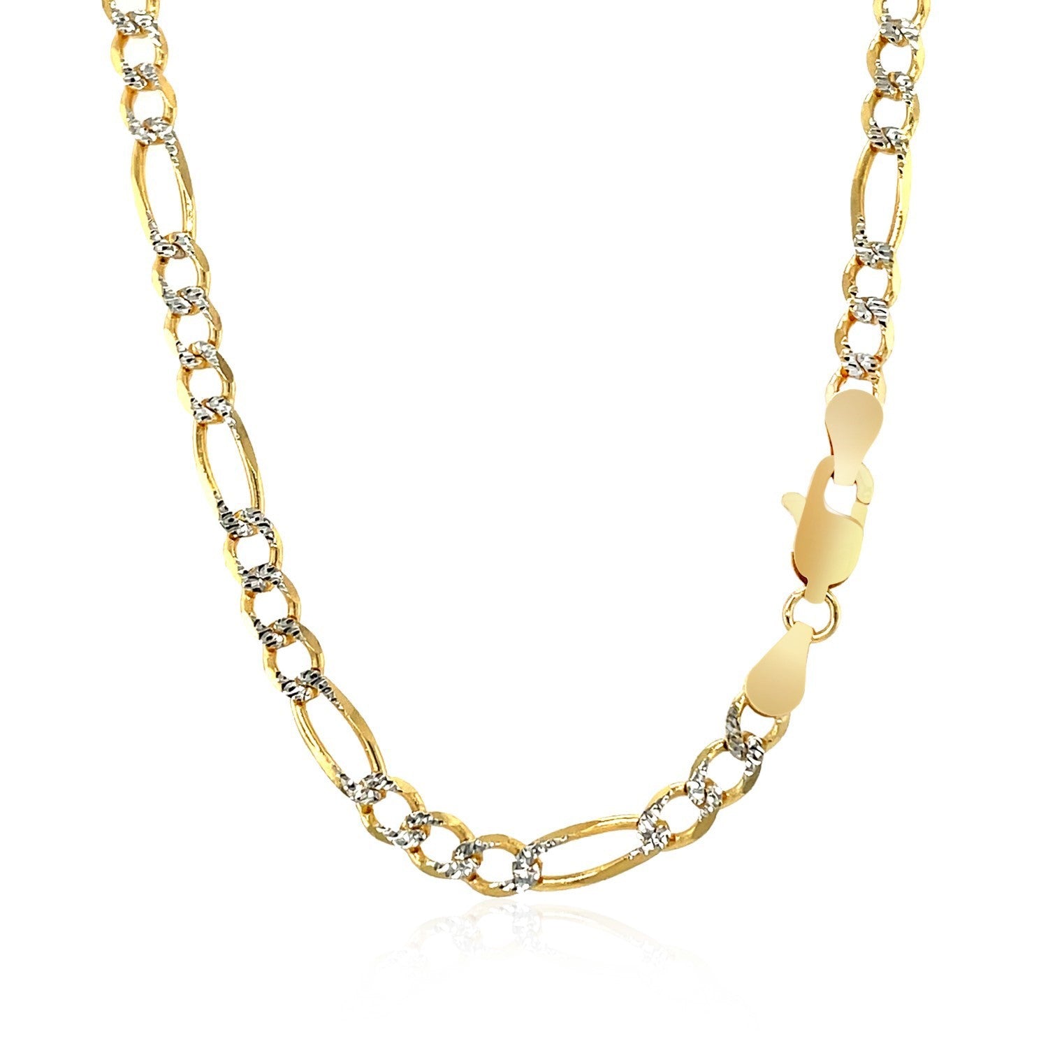 4.0mm 14K Yellow Gold Solid Pave Figaro Chain by Bids.com