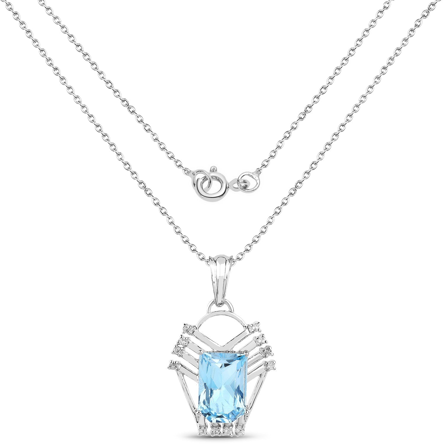 5.76 Carat Genuine Swiss Blue Topaz & White Topaz .925 Sterling Silver Pendant by Bids.com