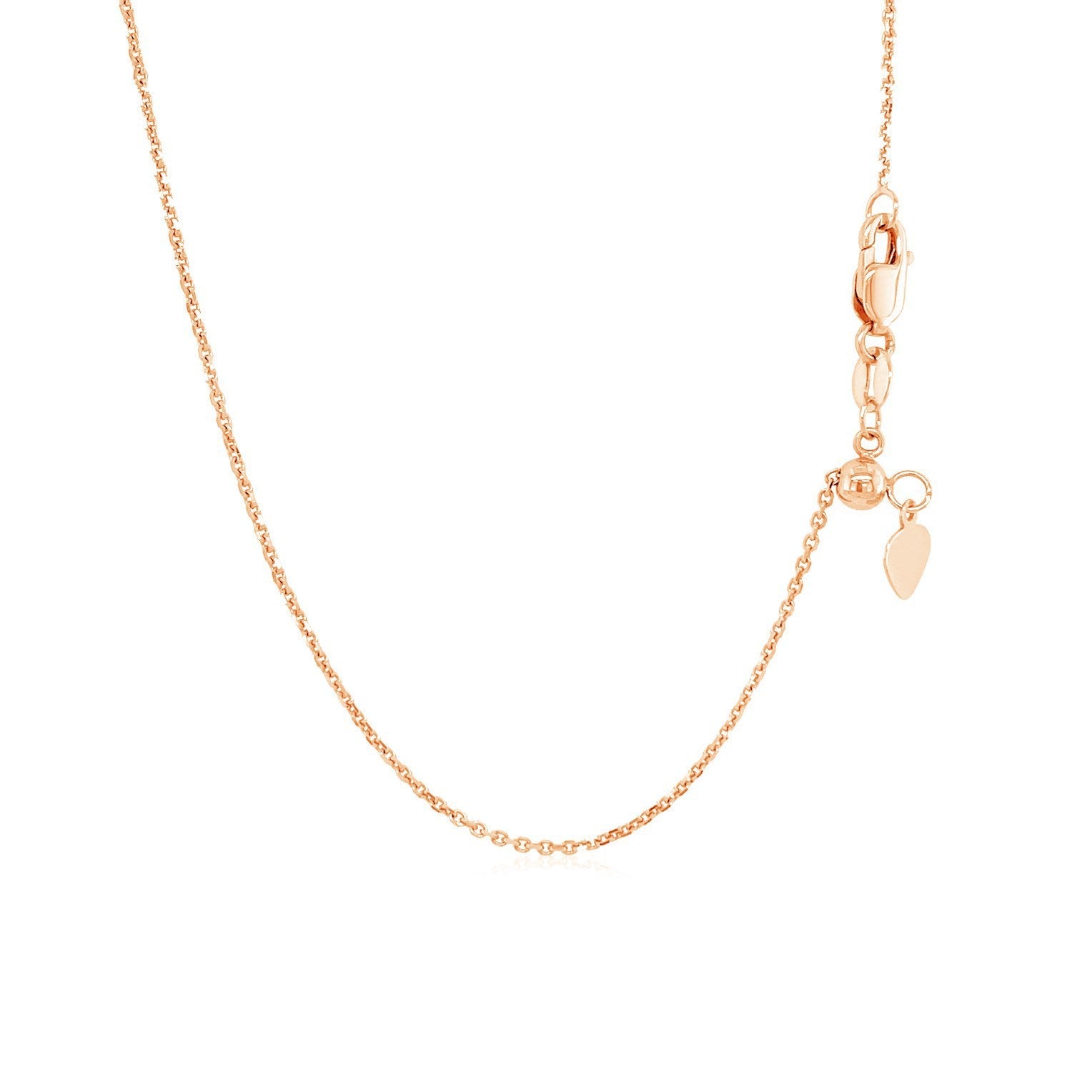 14k Rose Gold Adjustable Cable Chain 0.9mm by Bids.com