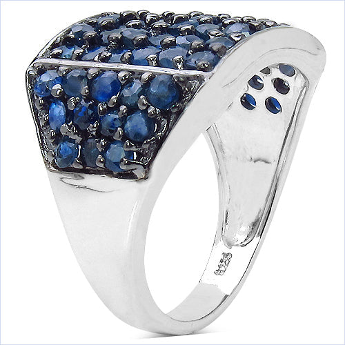 2.86 Carat Genuine Blue Sapphire .925 Sterling Silver Ring by Bids.com