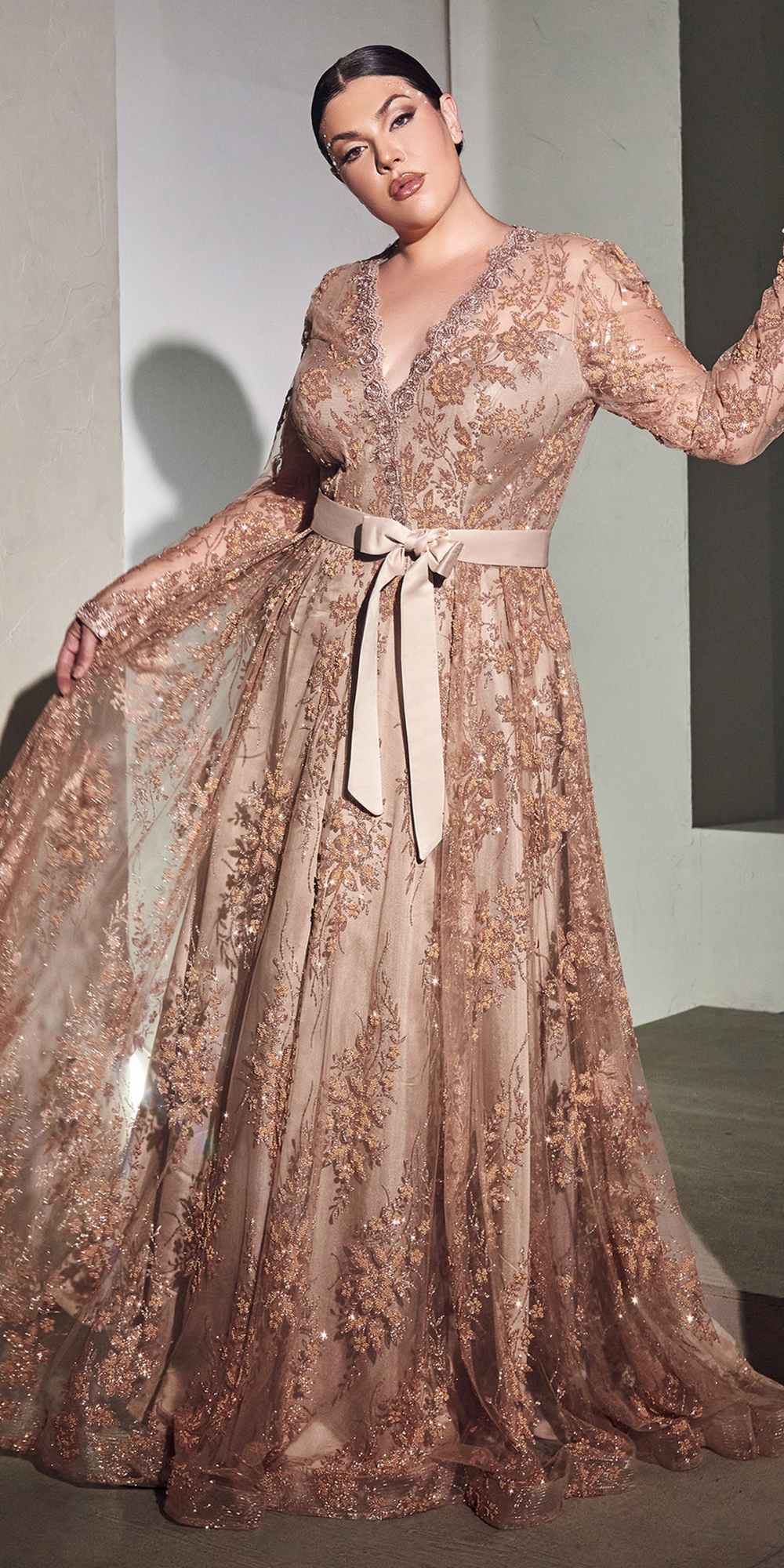 Cinderella Divine CD233 Long Sleeve Embellished Ball Gown by DiscountDressShop