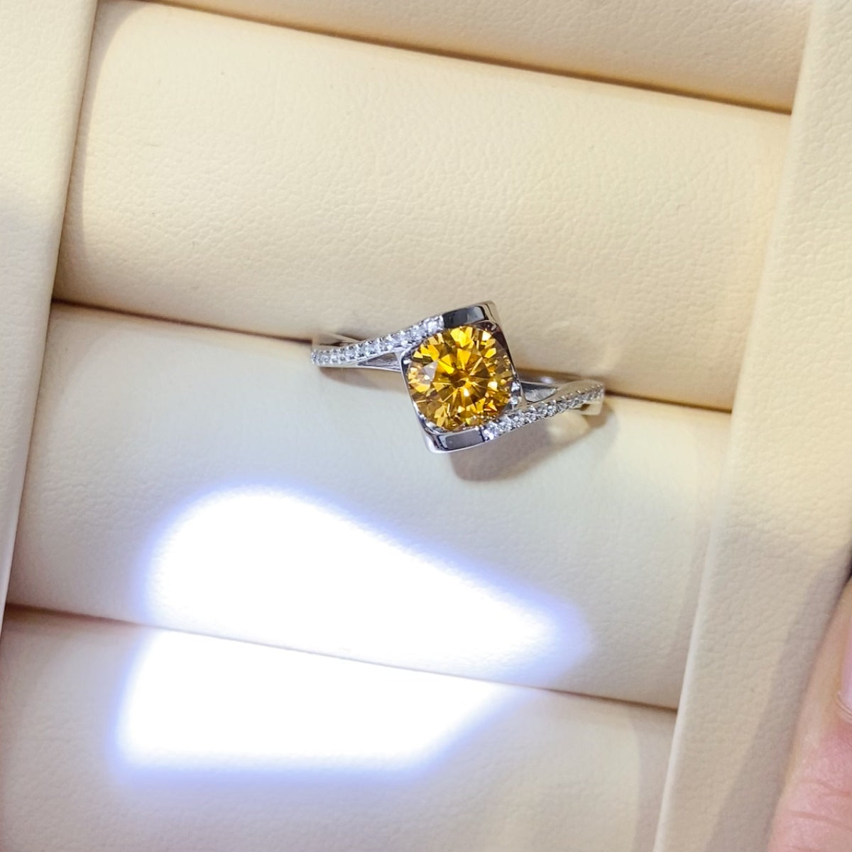 1 Carat Yellow Brilliant Round Cut Sparkala™ Pure Sterling Silver Ring by Sparkala