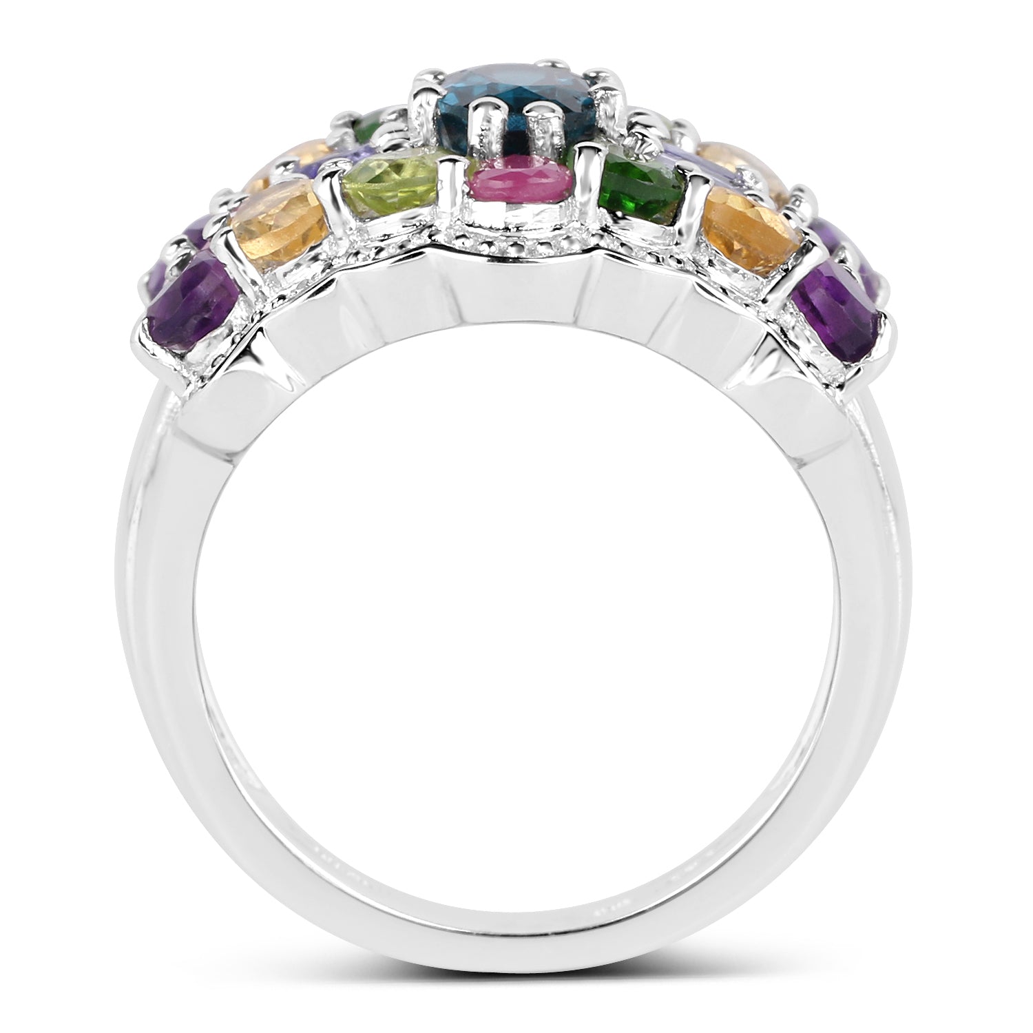 4.02 Carat Genuine Multi Stone .925 Sterling Silver Ring by Bids.com