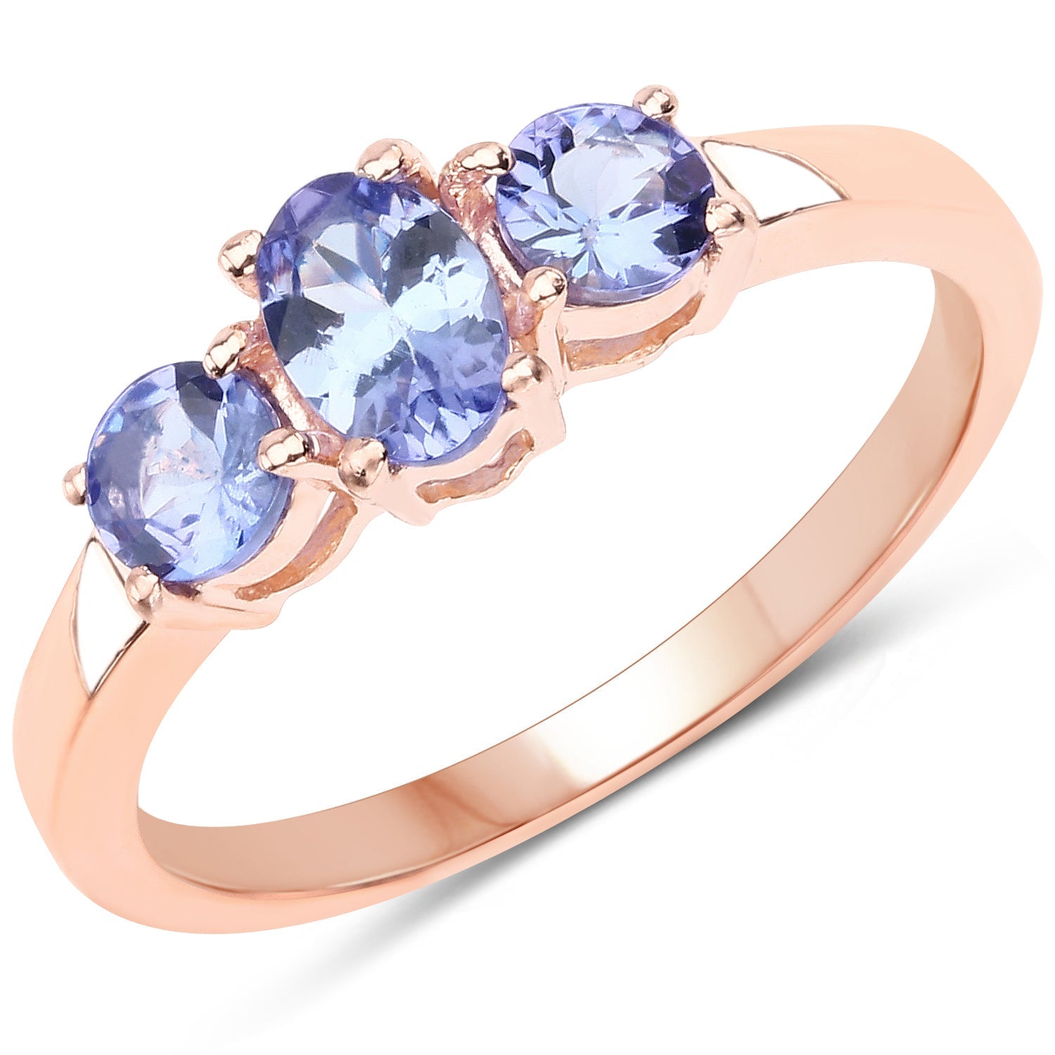 18K Rose Gold Plated 0.90 Carat Genuine Tanzanite .925 Sterling Silver Ring by Bids.com