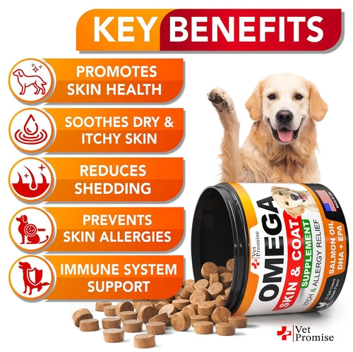 Omega 3 Fish Oil for Dogs - Skin & Coat Supplement for Itch Relief & Healthy Coat
