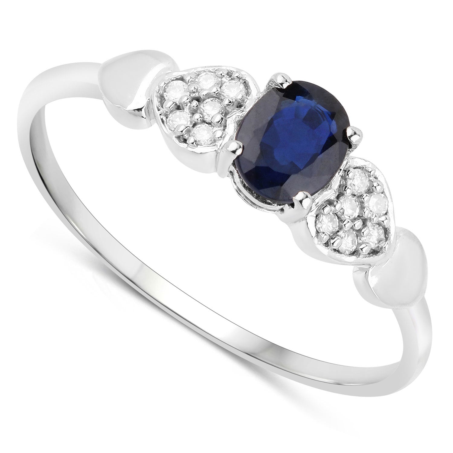 0.44 Carat Genuine Blue Sapphire and White Diamond 14K White Gold Ring by Bids.com