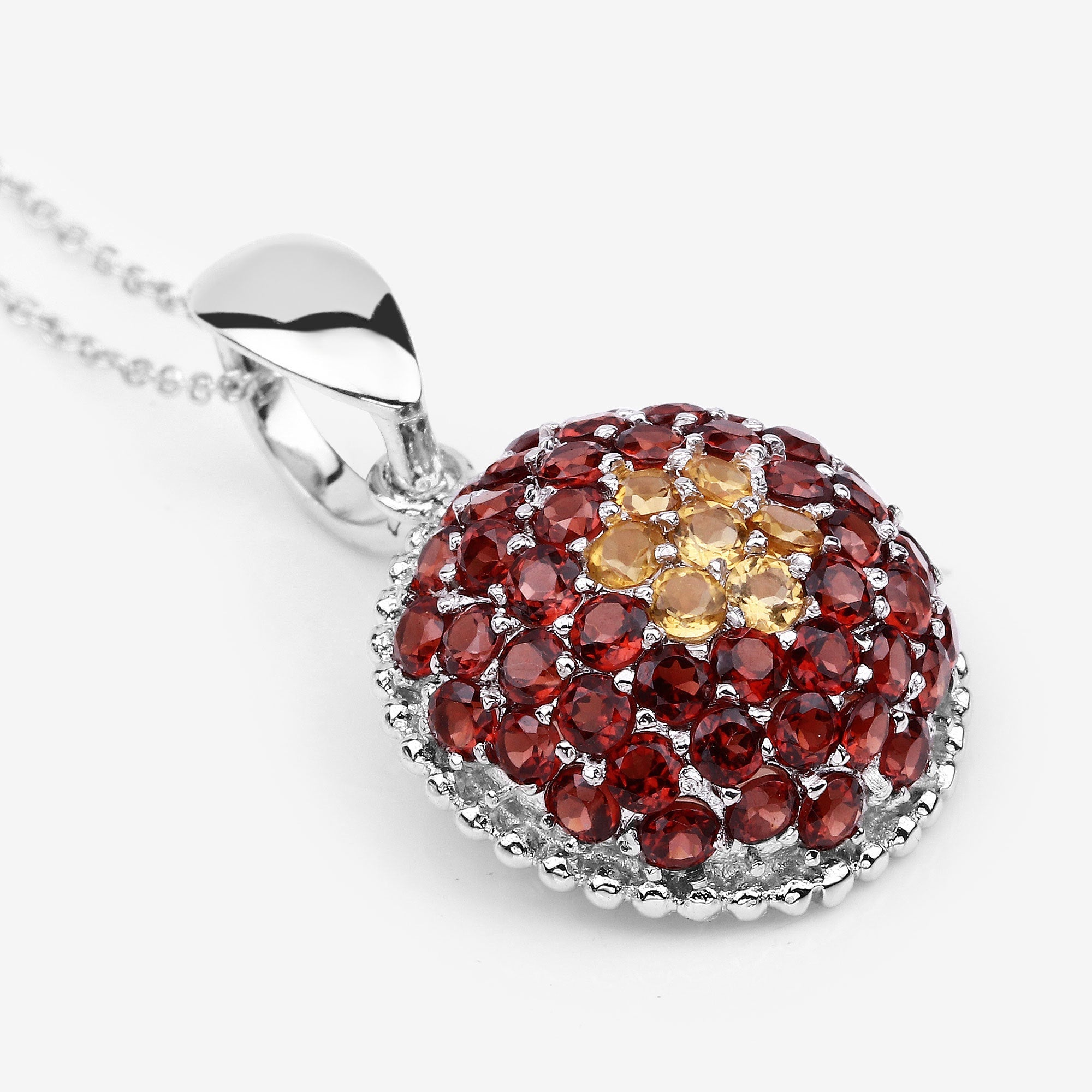4.57 Carat Genuine Citrine and Garnet .925 Sterling Silver Pendant by Bids.com