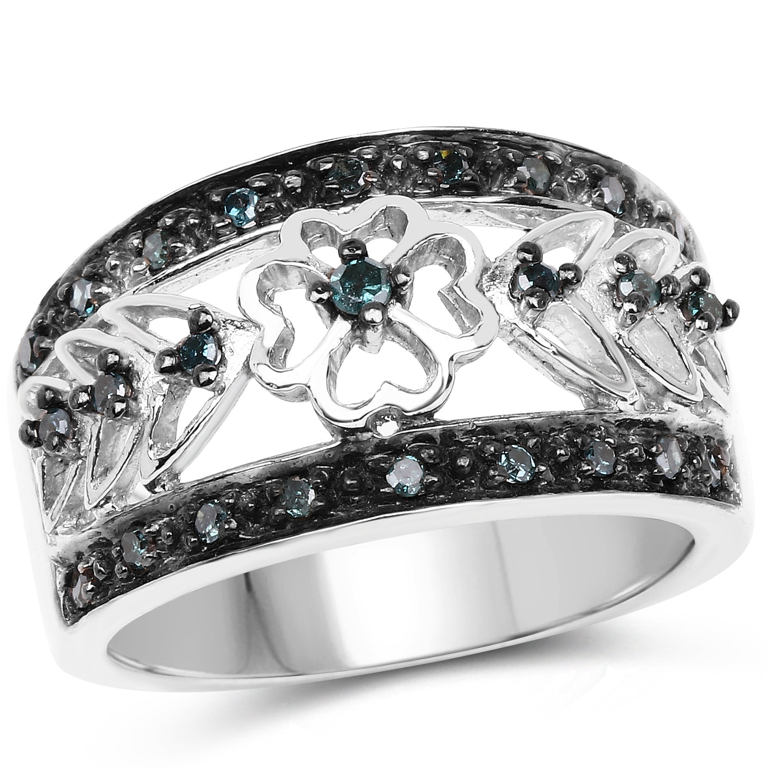0.31 Carat Genuine Blue Diamond .925 Sterling Silver Ring by Bids.com