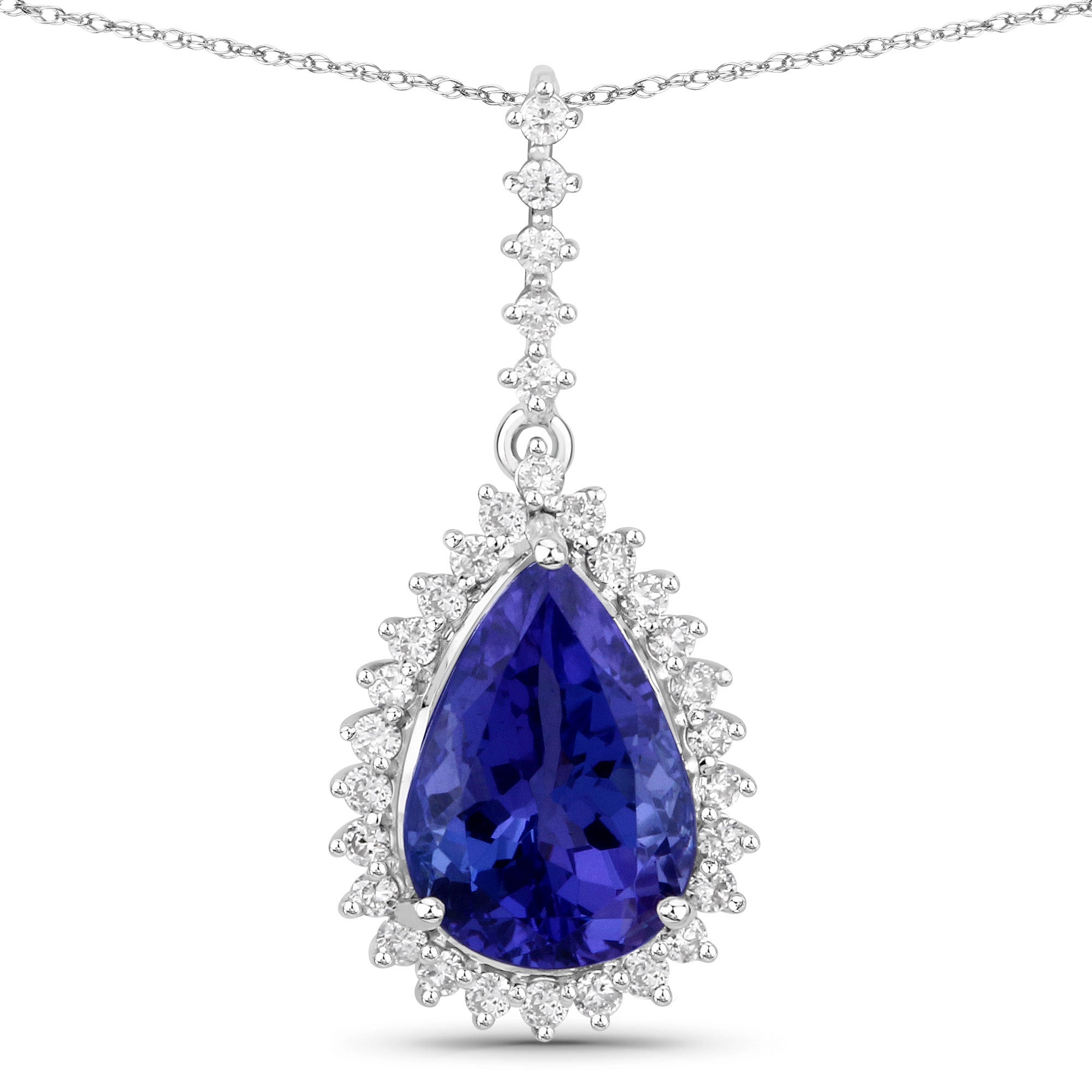 3.05 Carat Genuine Tanzanite and White Diamond 14K White Gold Pendant by Bids.com