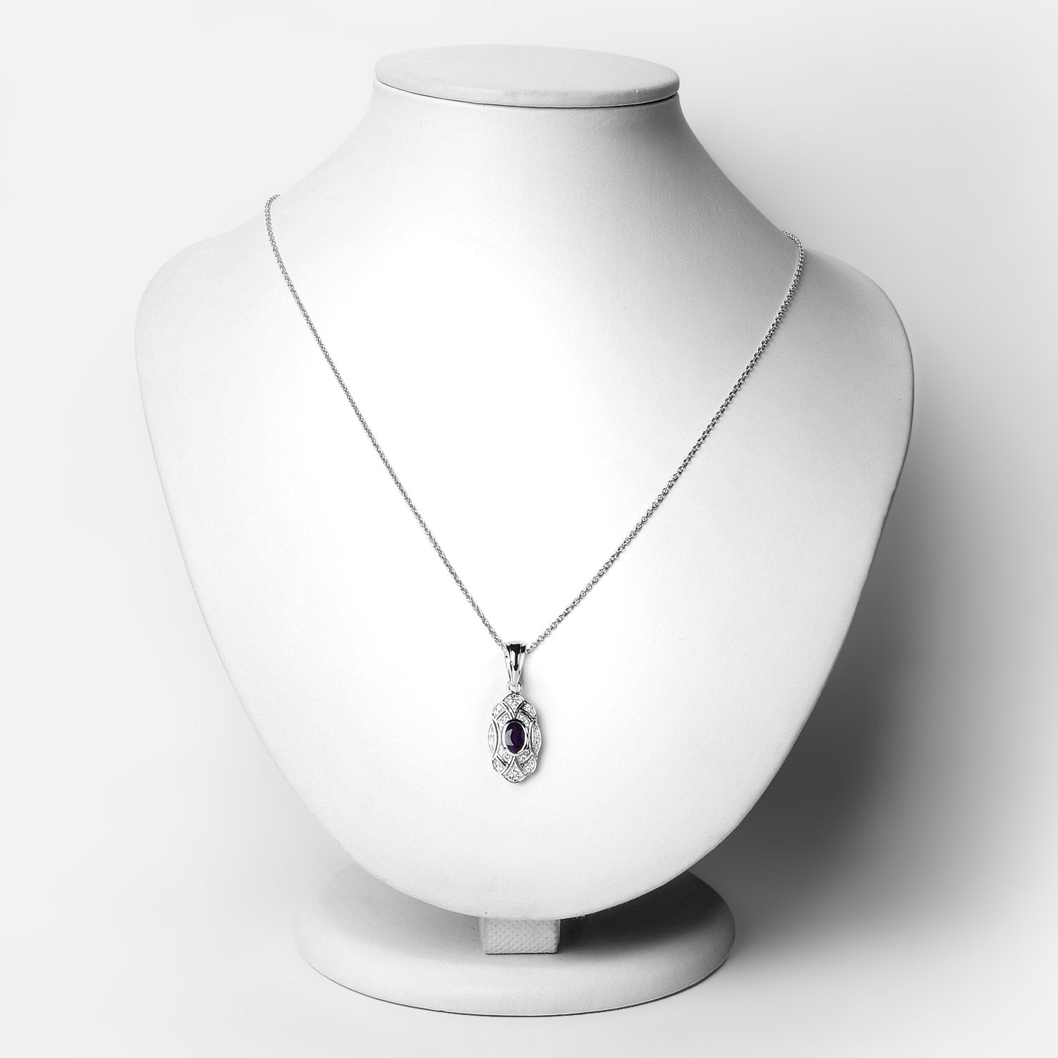 0.54 Carat Genuine Amethyst and White Topaz .925 Sterling Silver Pendant DestGlow