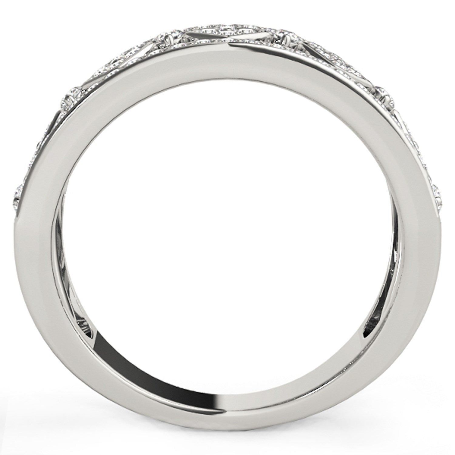 Diamond Studded Square Motif Ring in 14k White Gold (1/2 cttw) by Bids.com