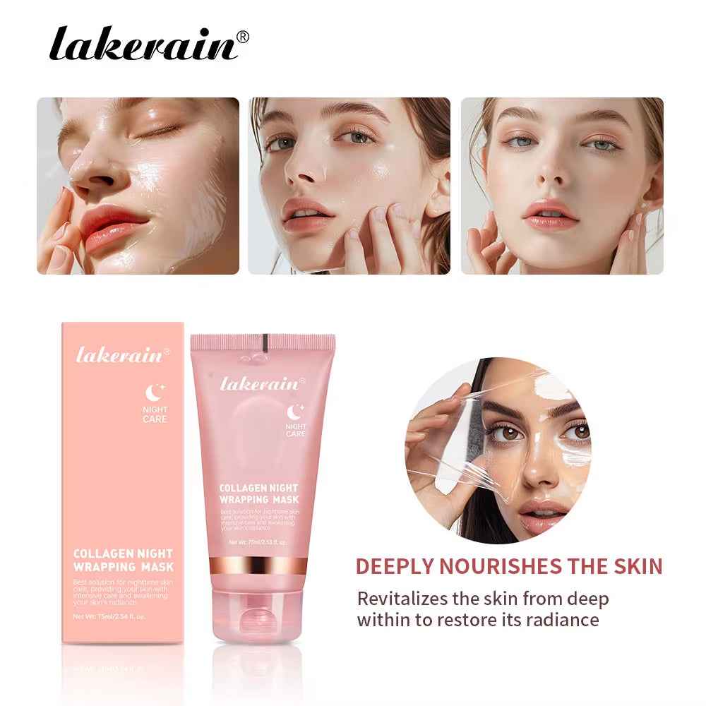 Collagen Overnight Wrapping Peel off Facial Mask Korean Collagen Night Wrapping Mask Deeply Hydrates Night Care Mask Cream 75Ml